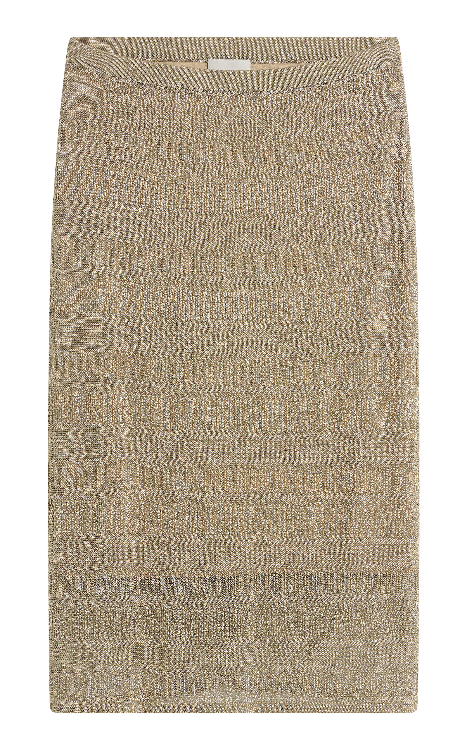 Posse Sass Metallic Knit Midi Skirt In Gold