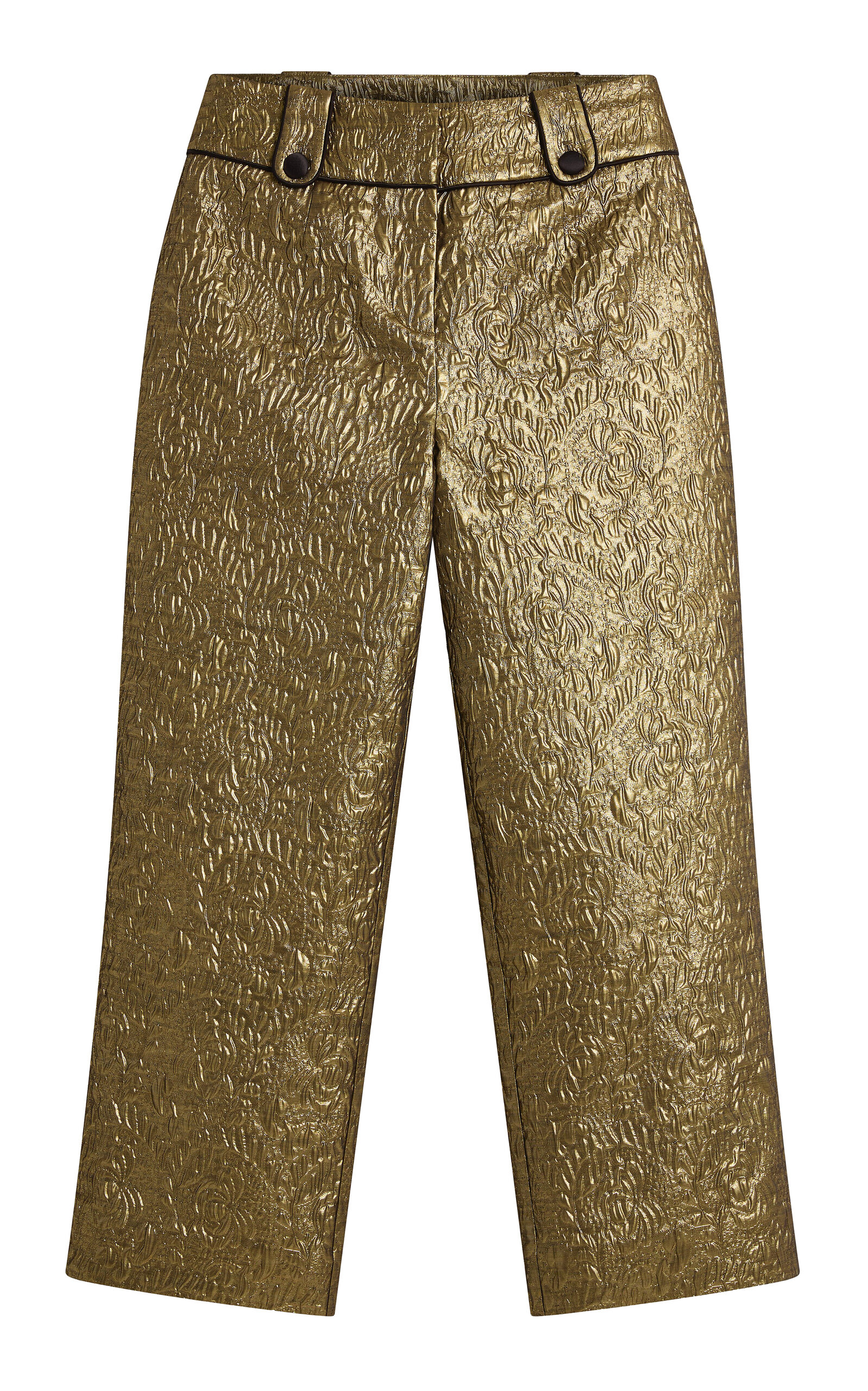 Posse Albie High-rise Straight-leg Metallic Pants In Gold