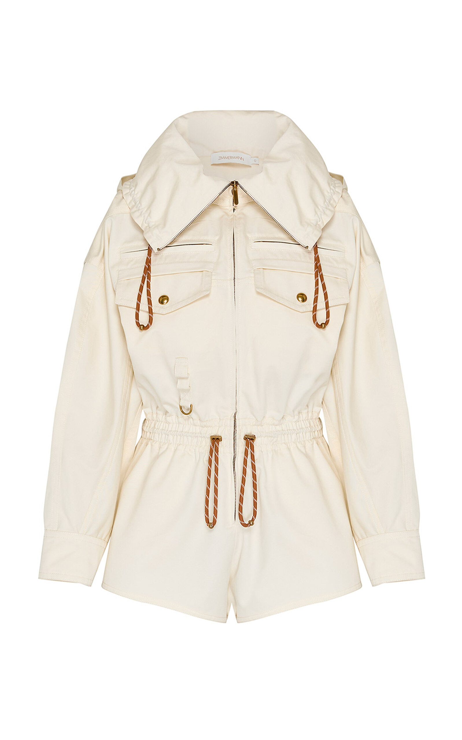 Zimmermann Clash Drill Cotton Playsuit In White