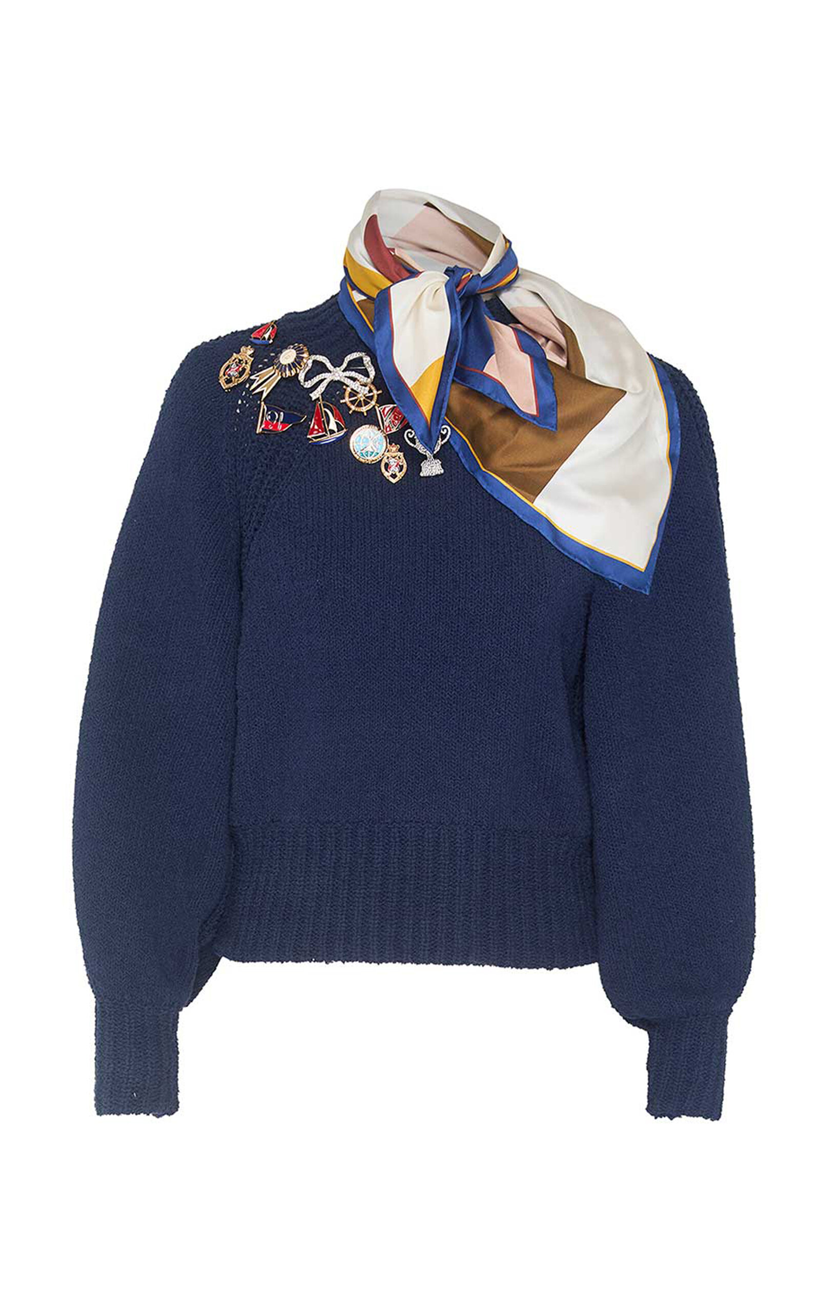 Zimmermann Clash Embellished Cotton Sweater In Blue