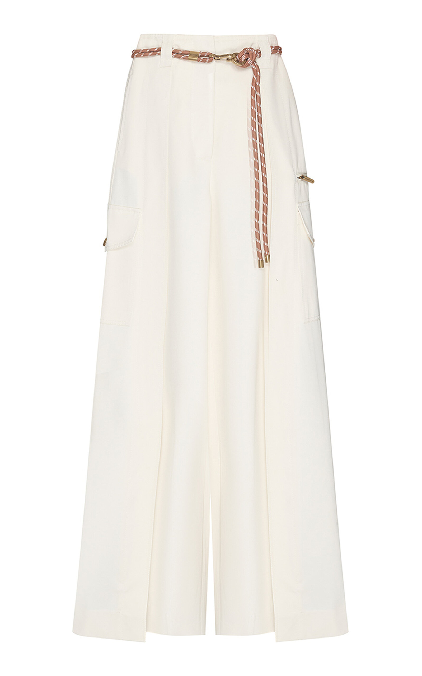 Zimmermann Clash Drill Cotton Cargo Pants In White