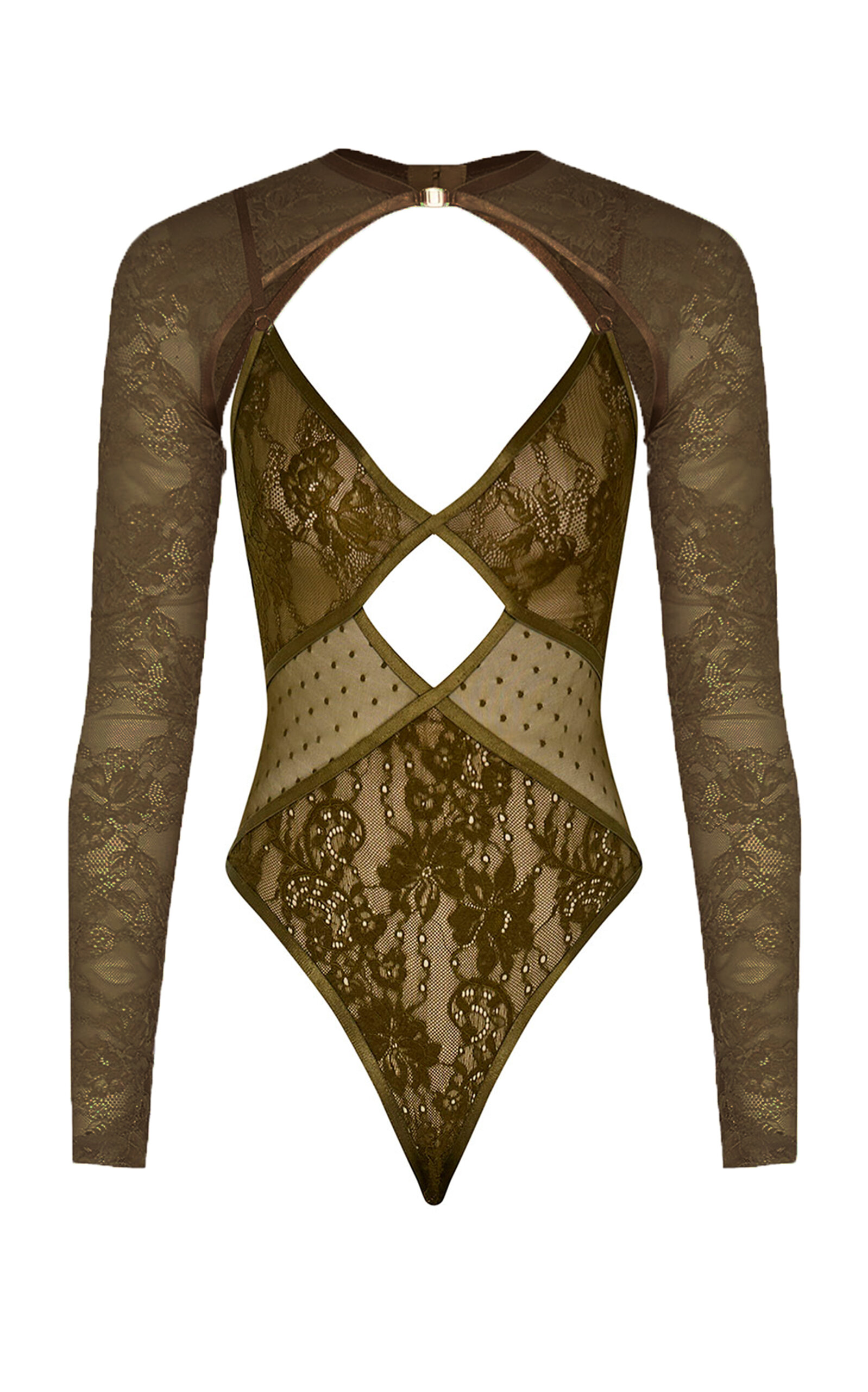 Zimmermann Clash Lace Bodysuit In Green