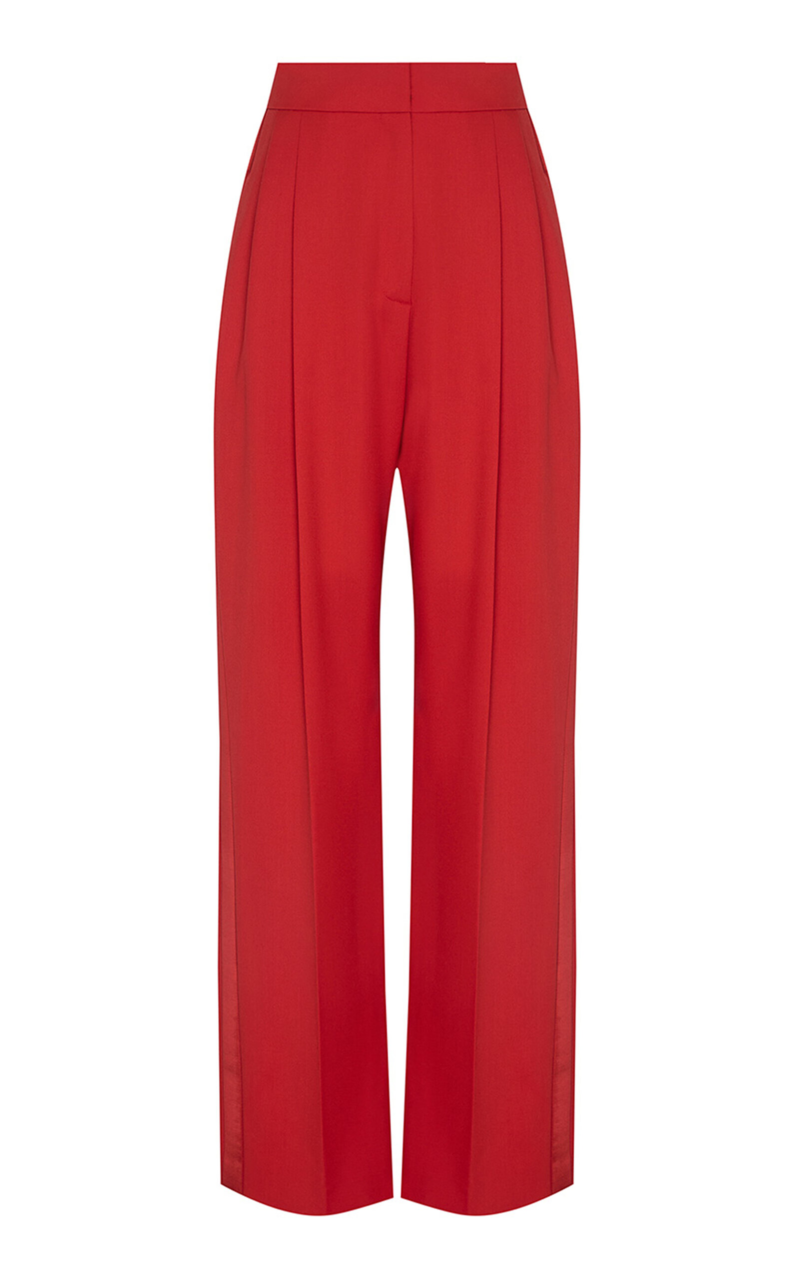 Zimmermann Clash Wool-blend Tuxedo Straight-leg Pants In Red