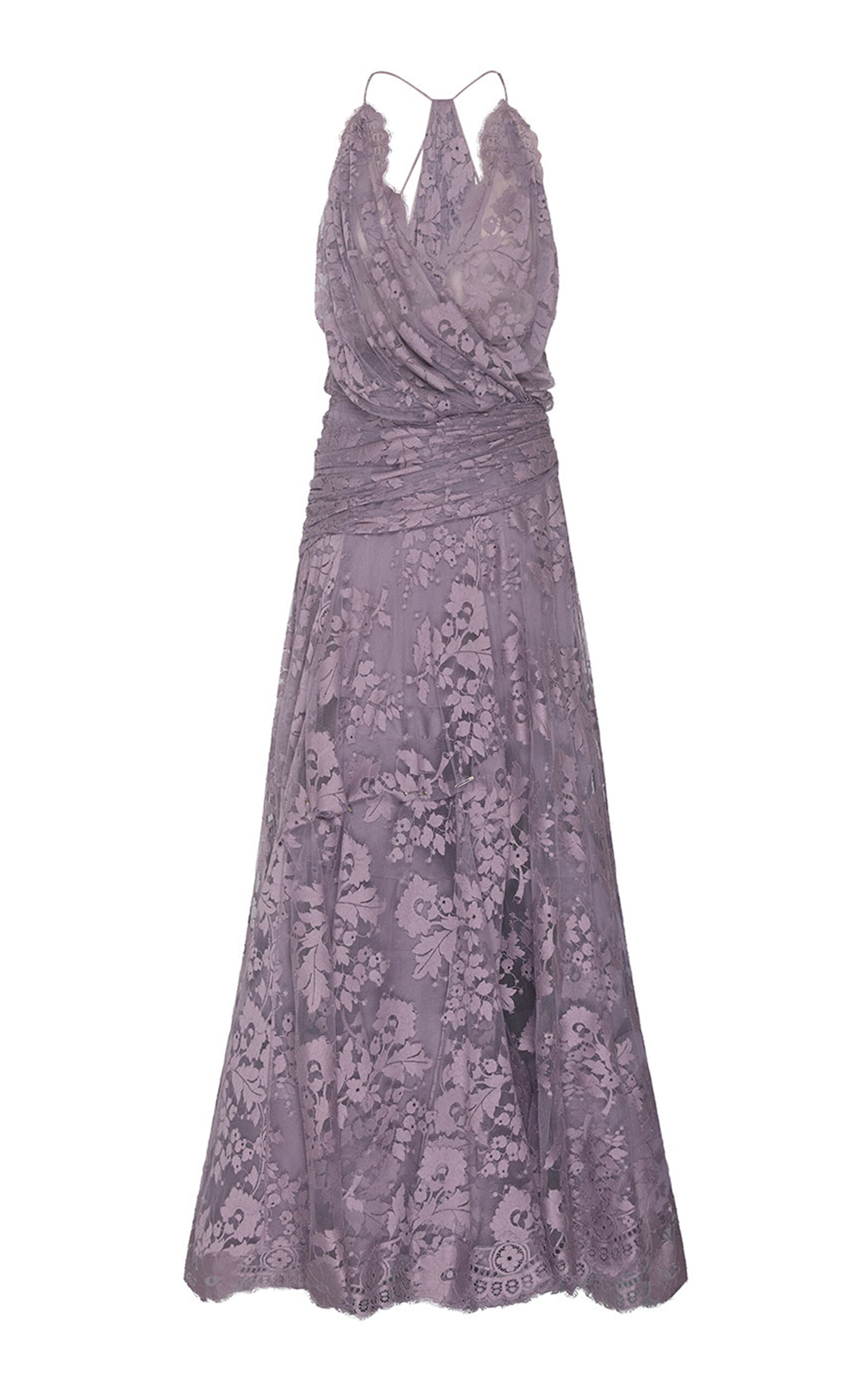 Zimmermann Clash Lace Drape Maxi Dress In Pink