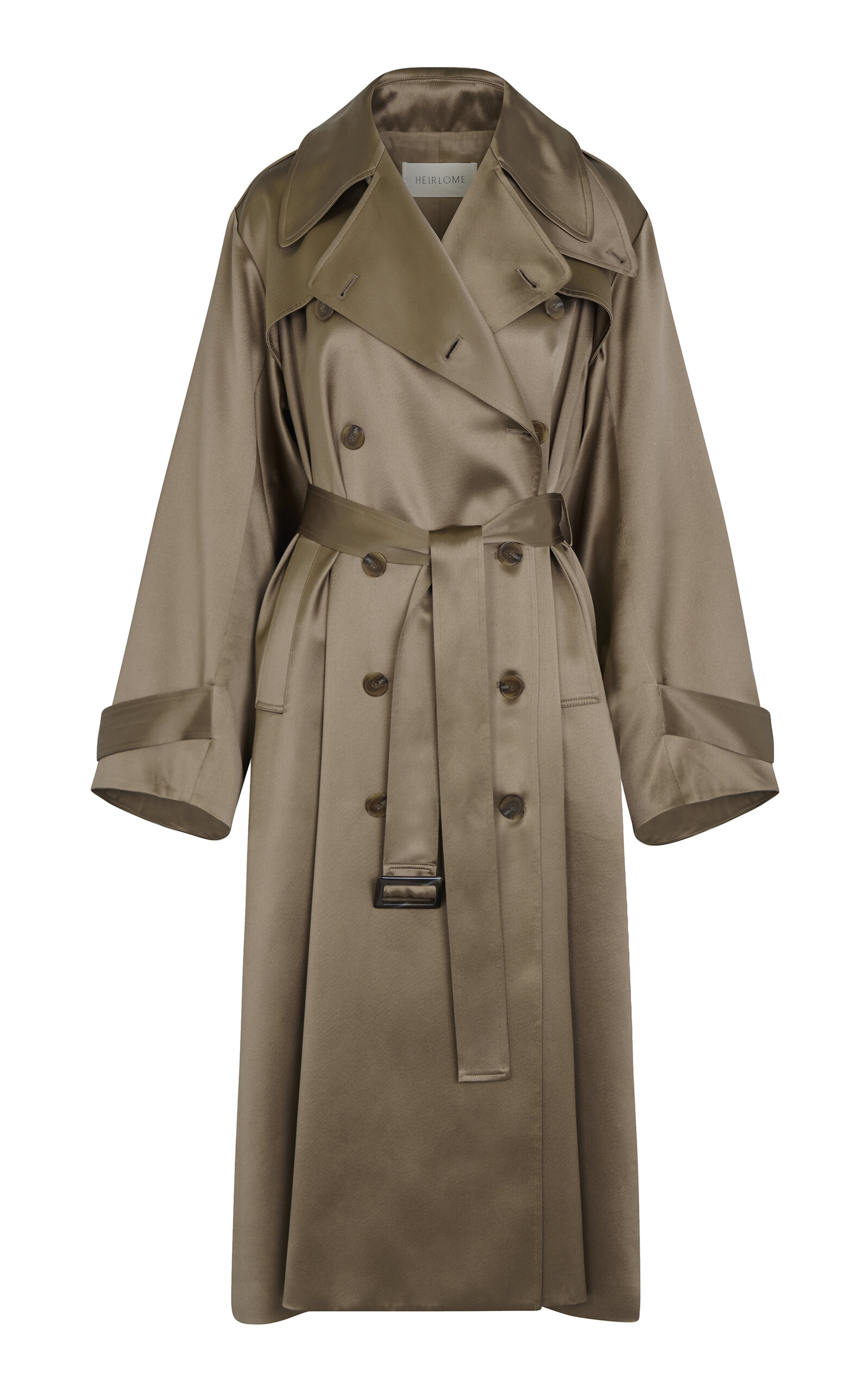 Heirlome James Silk Trench Coat In Brown