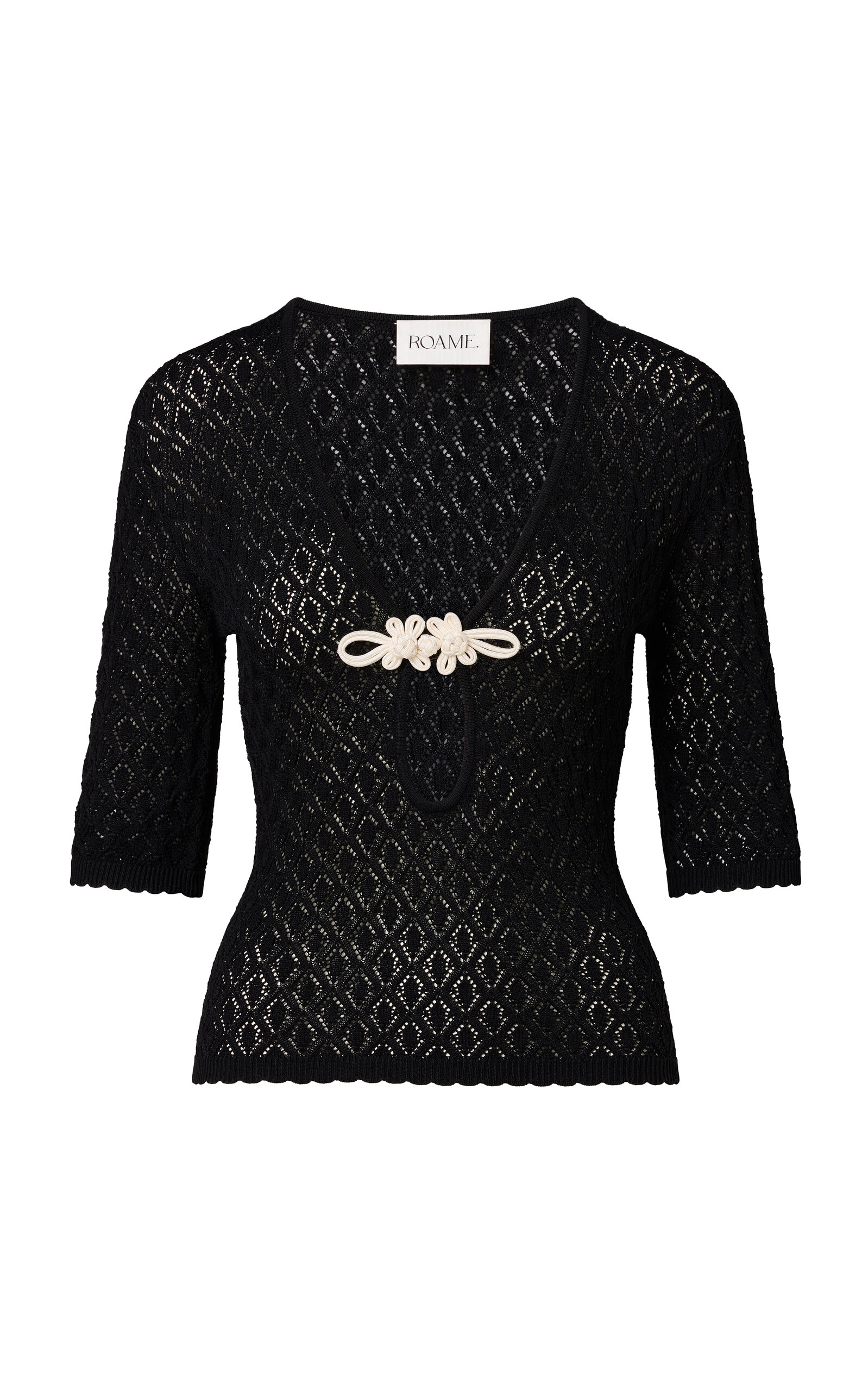 Roame. Roame Delani Pointelle Knit Top In Black