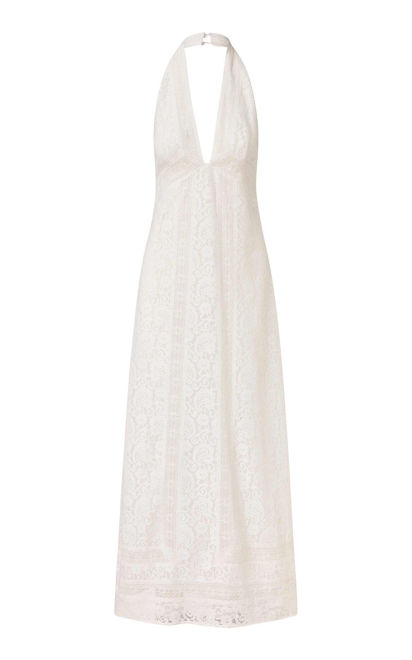 Roame. Roame Kasey Paisley Lace Halter Maxi Dress In White