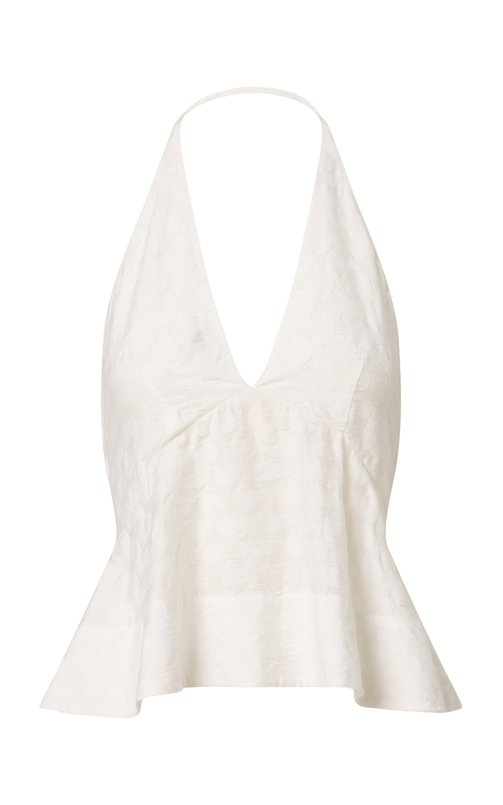 Roame. Roame Londyn Linen Jacquard Halter Top In White
