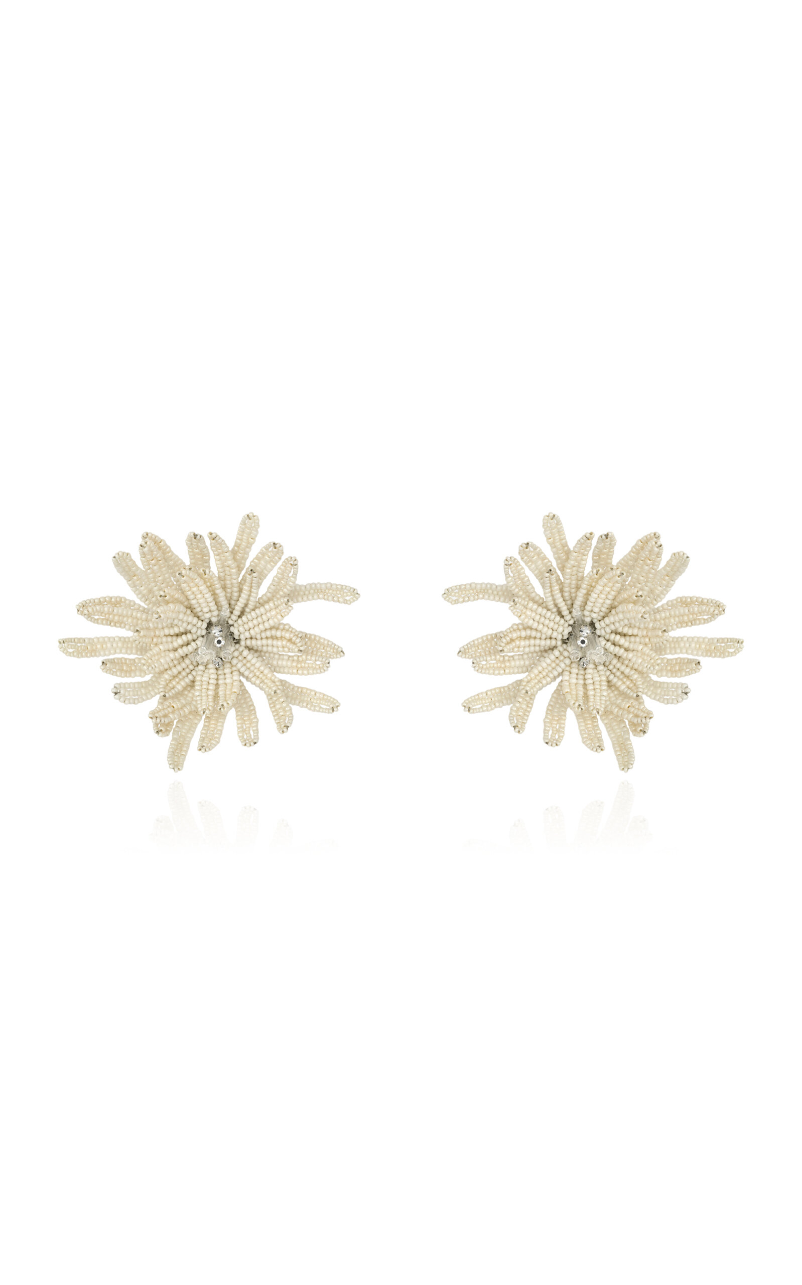 Oscar de la Renta - Beaded Chrysanthemum Earrings - White - OS - Moda Operandi - Gifts For Her