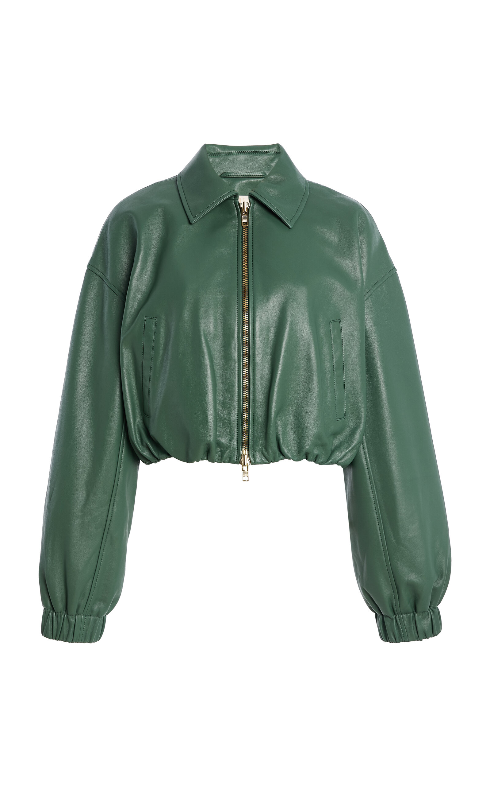 Ulla Johnson Gigi Cropped Leather Jacket In Green