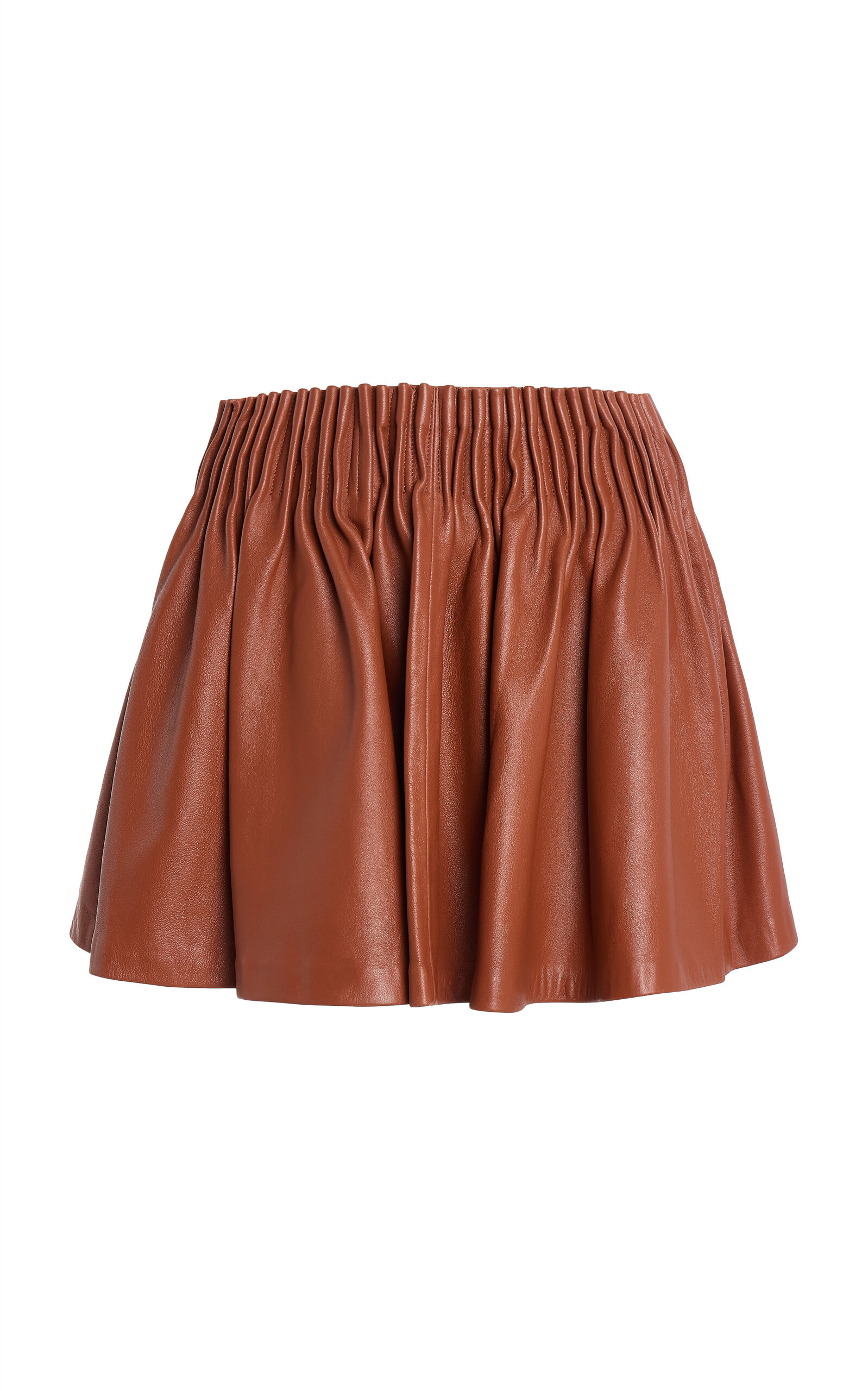 Ulla Johnson Monika Gathered Leather Mini Skirt In Brown