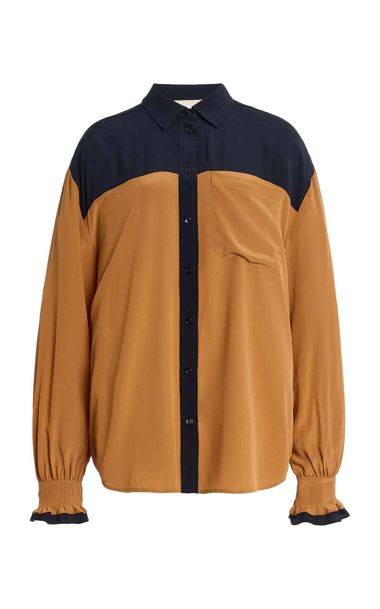 Ulla Johnson Nova Colorblock Silk Blouse In Brown