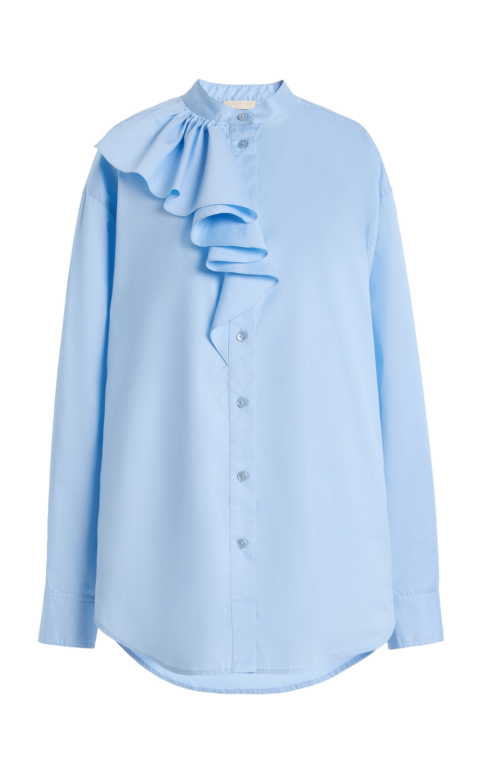 Ulla Johnson Thea Ruffled Cotton Blouse In Blue