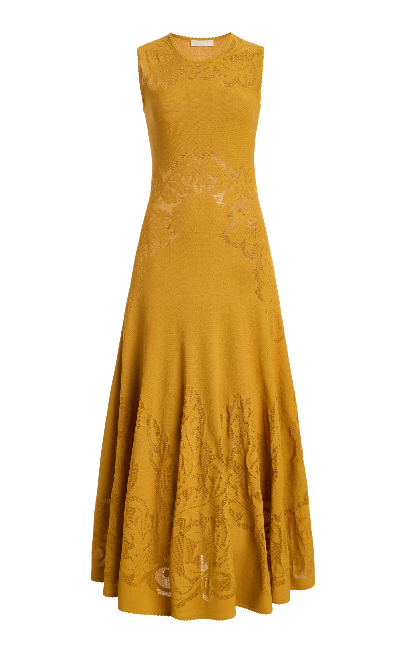 Ulla Johnson Corinthia Patterned Knit Midi Dress In Yellow