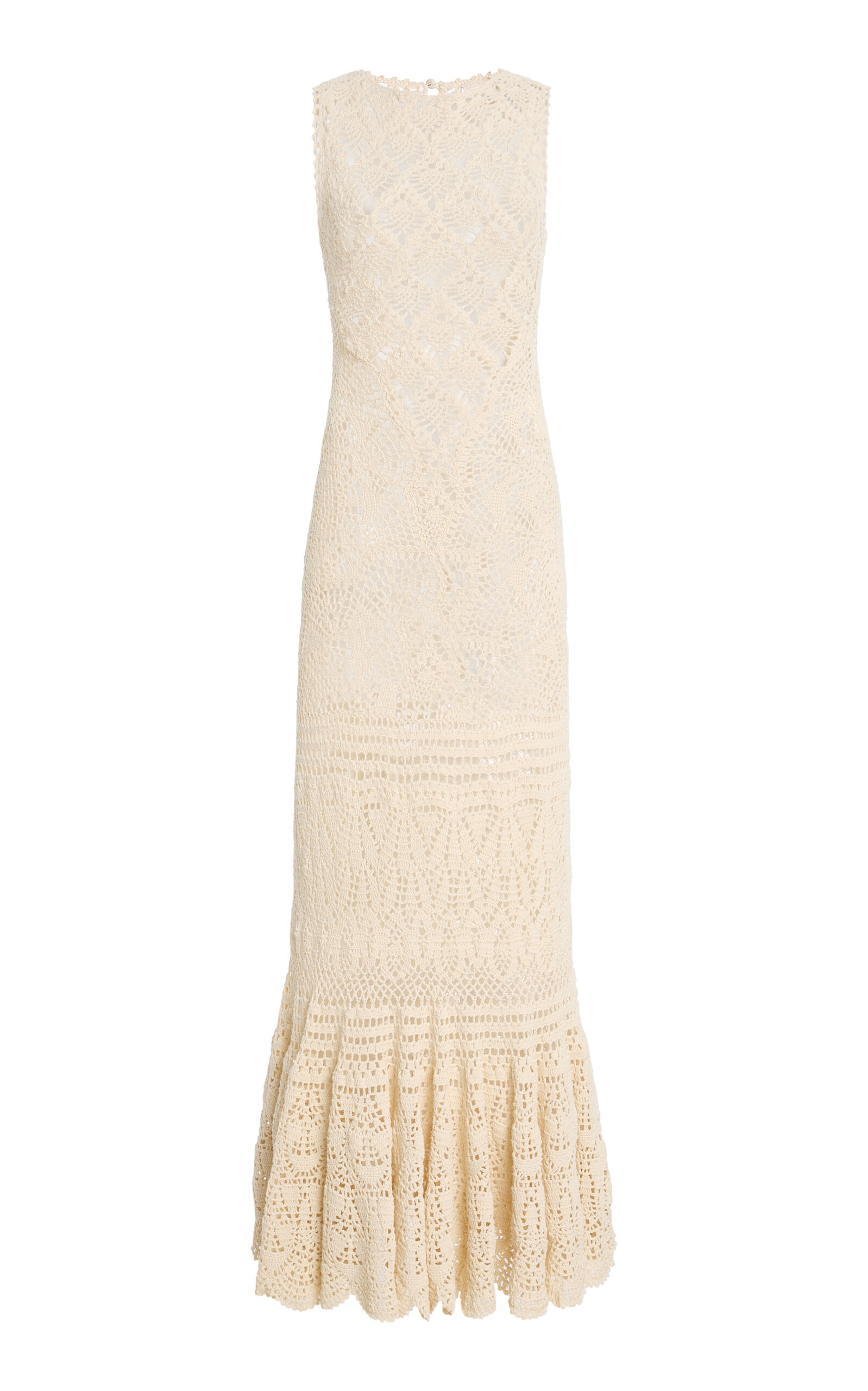 Ulla Johnson Arine Crochet Knit Cotton Maxi Dress In White