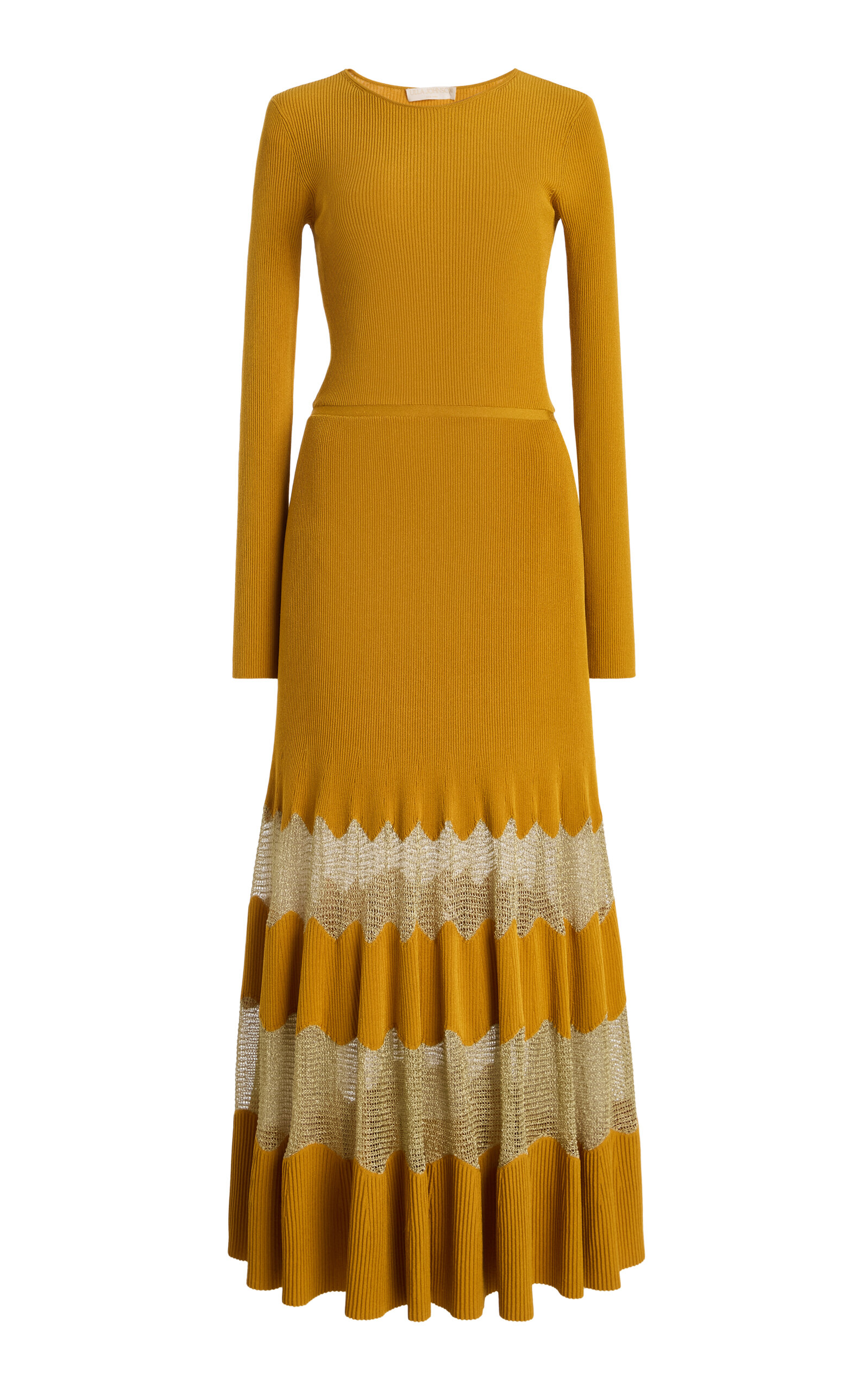 Ulla Johnson Amaia Metallic-detailed Knit Maxi Dress In Yellow