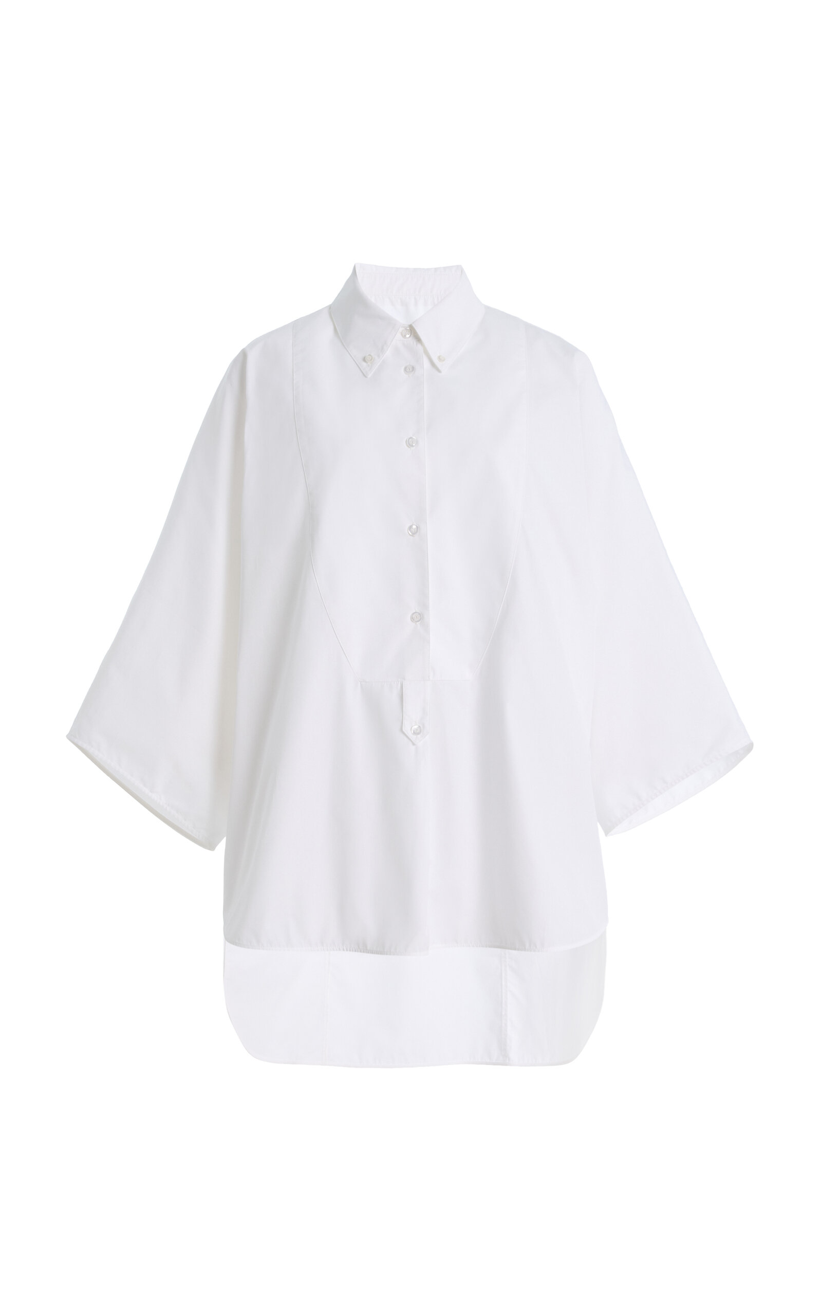 Co Long Tton Poplin Tunic Top In White