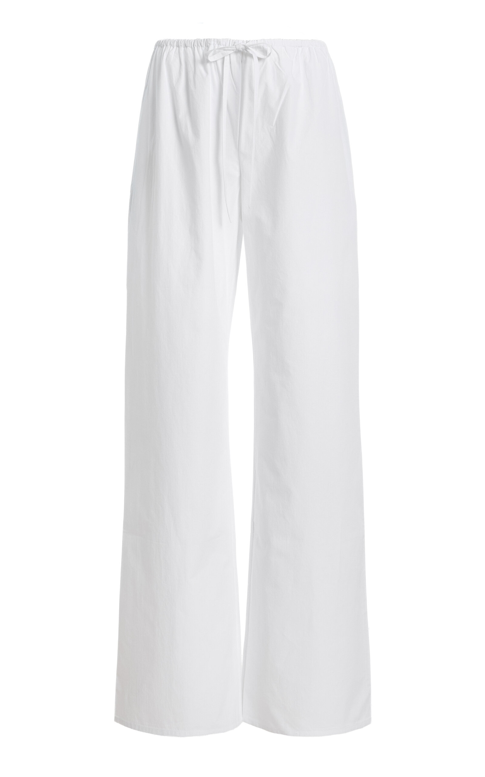 Matteau - Drawstring Cotton Wide-Leg Pants - White - 3 - Moda Operandi