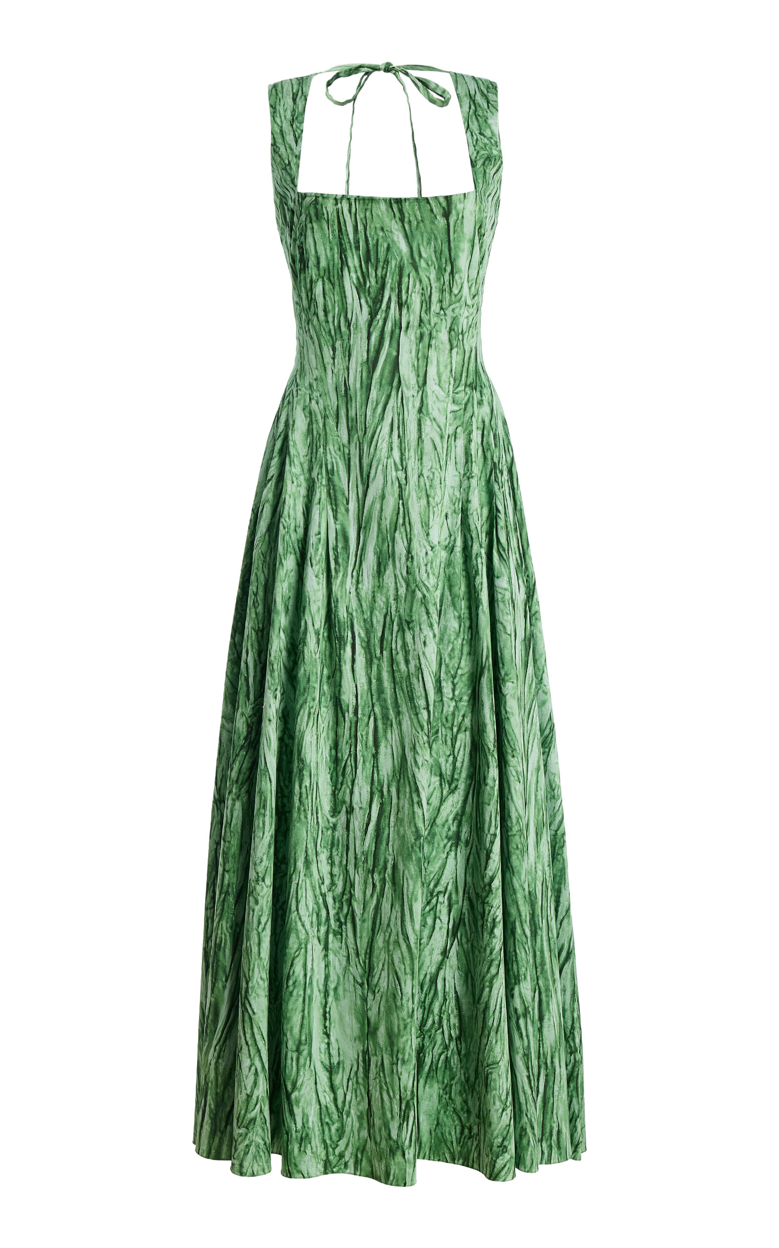 Oscar de la Renta - Printed Poplin Sateen Midi Dress - Green - US 12 - Moda Operandi