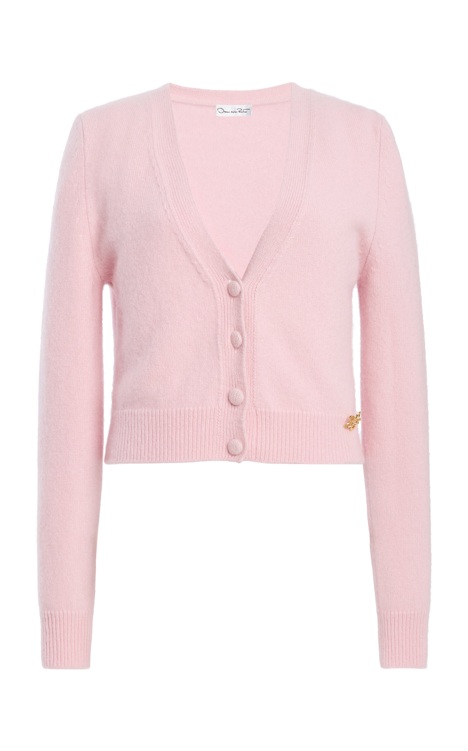 Oscar De La Renta V-neck Cashmere Cardigan In Pink