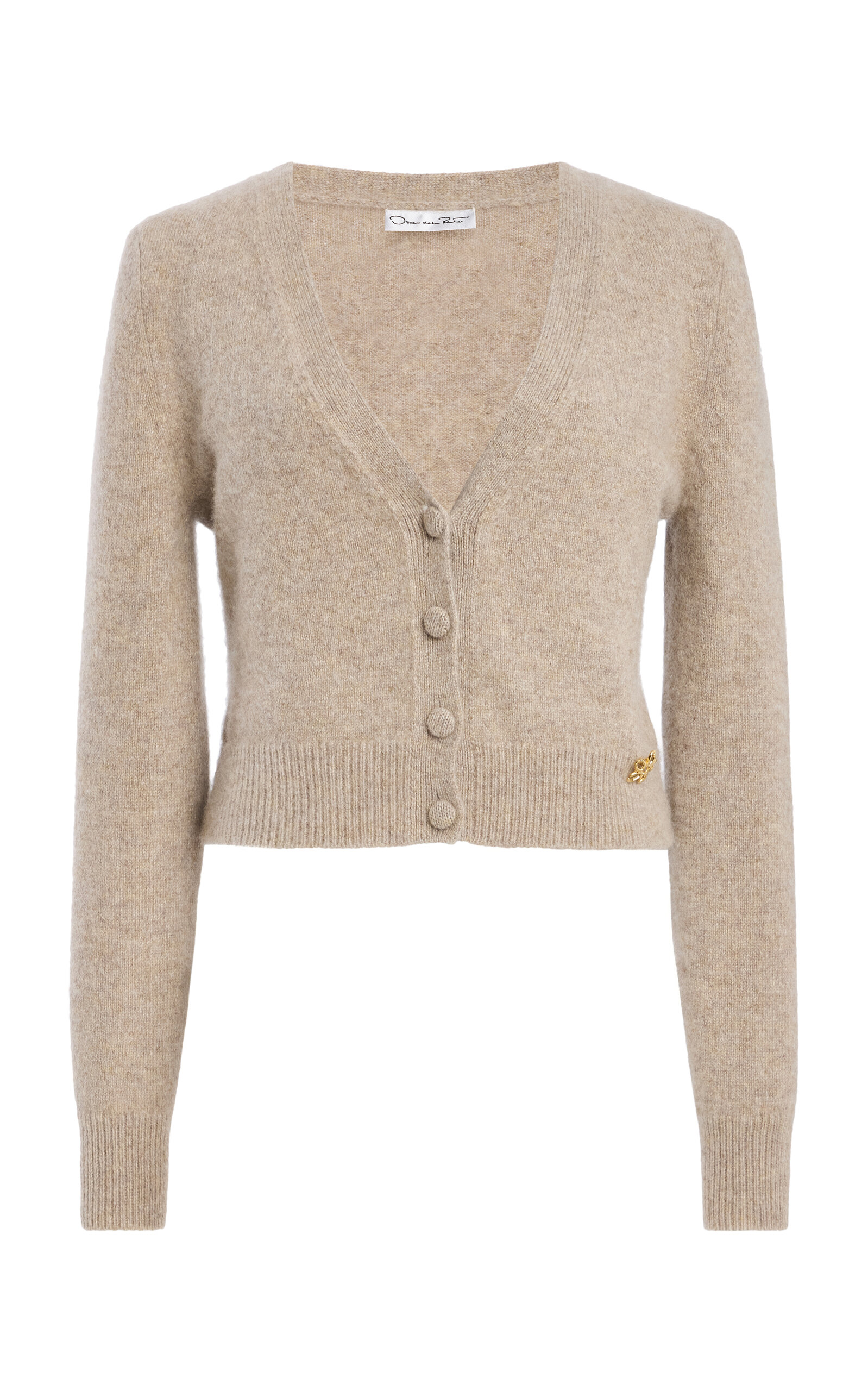 Oscar De La Renta V-neck Cashmere Cardigan In Neutral
