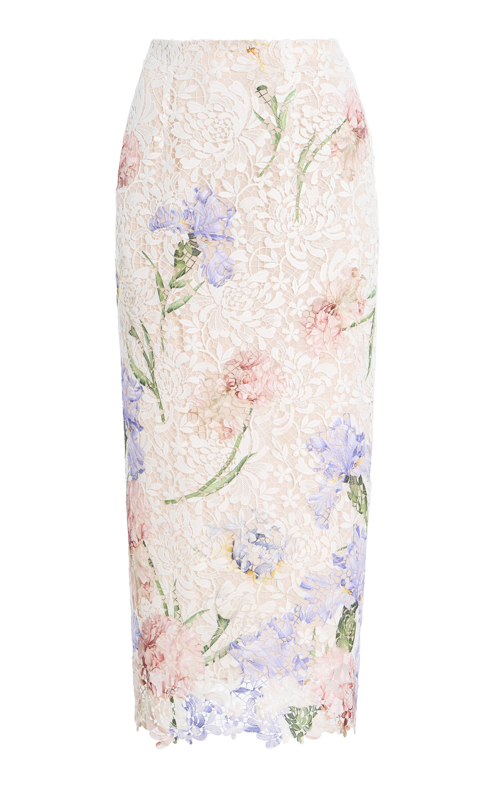 Oscar de la Renta - Degradé-Printed Lace Midi Skirt - White - US 2 - Moda Operandi