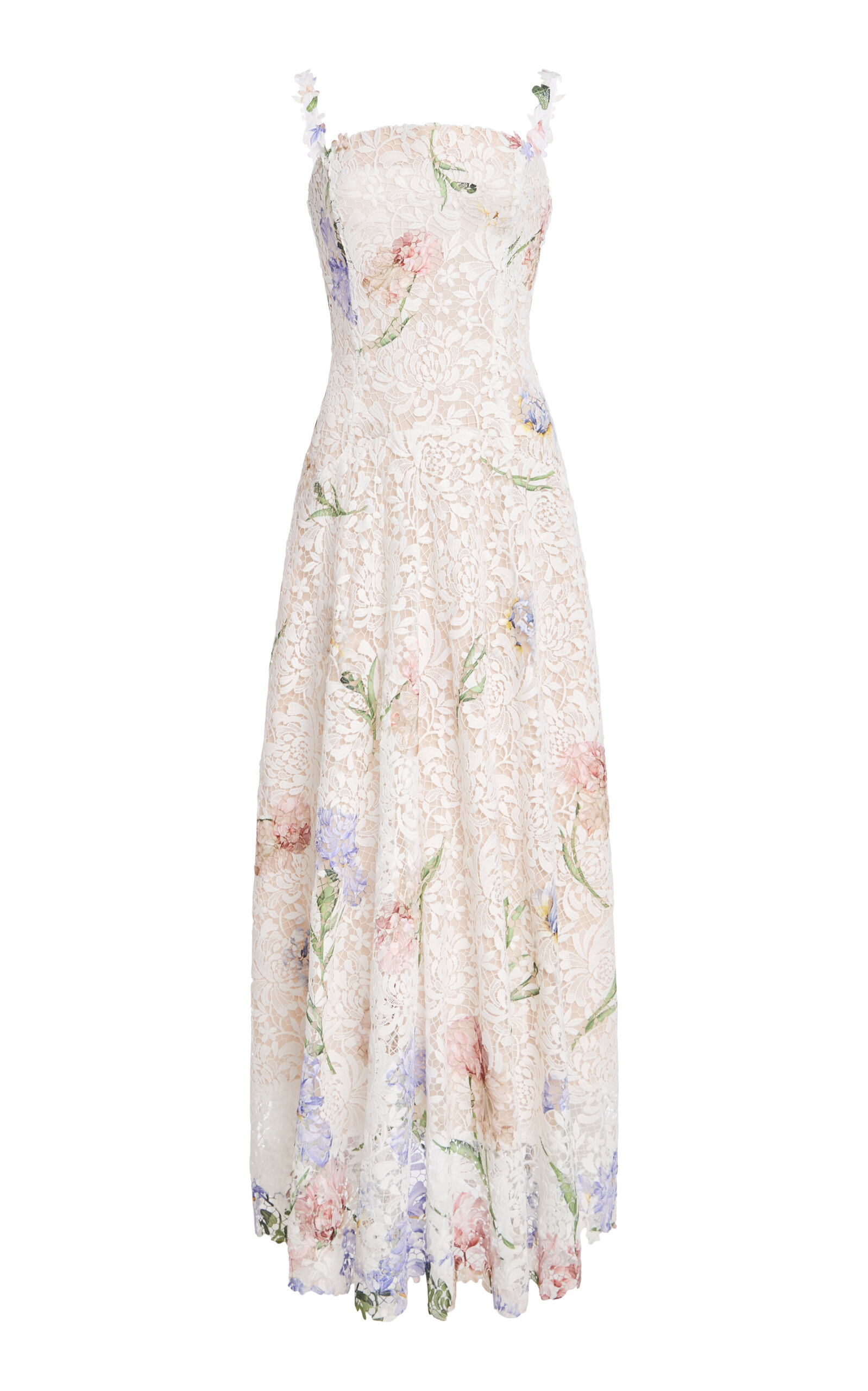 Oscar de la Renta - Degradé-Printed Lace Midi Dress - White - US 8 - Moda Operandi