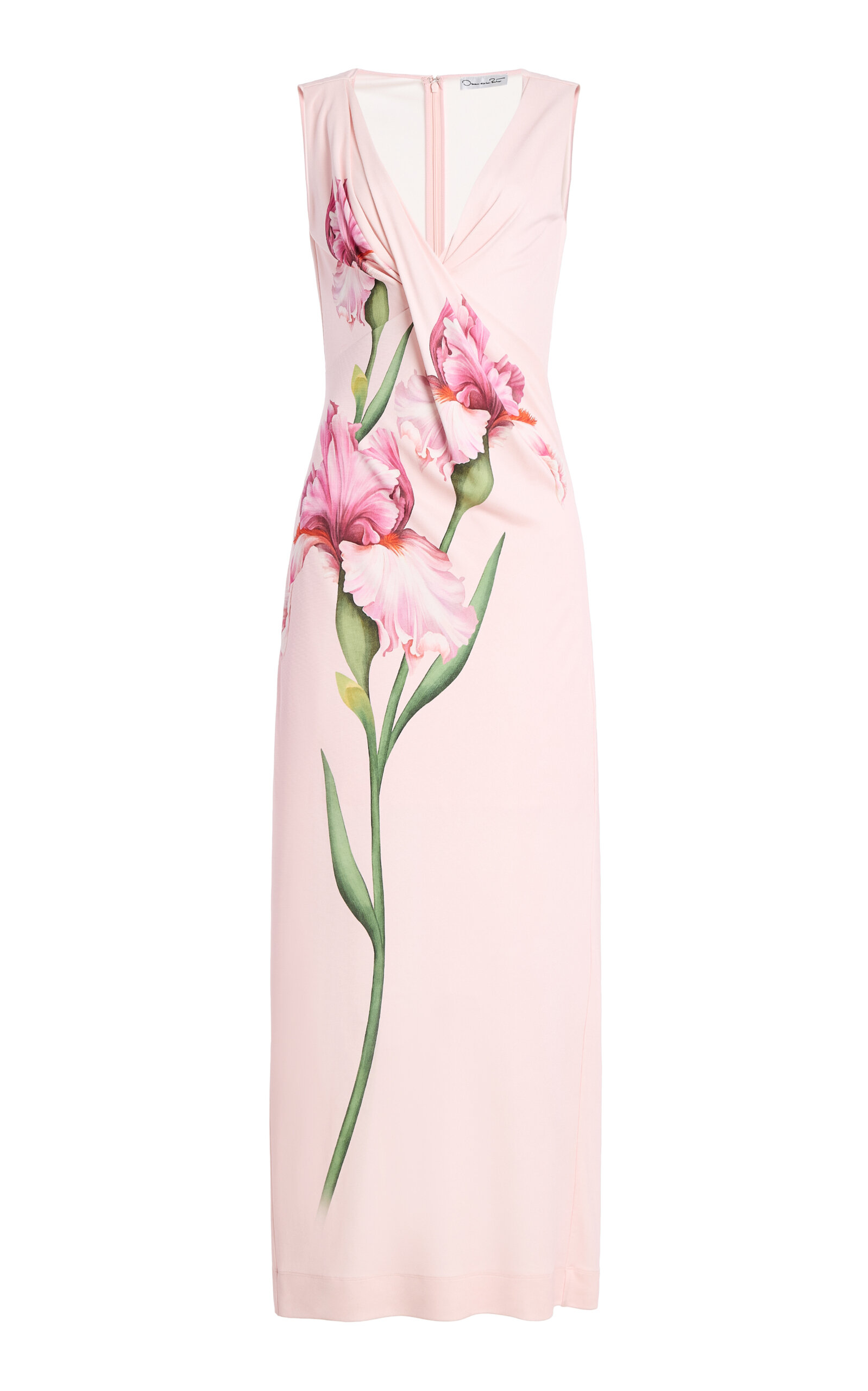 Oscar de la Renta Draped Painted Iris Midi Dress - Moda Operandi