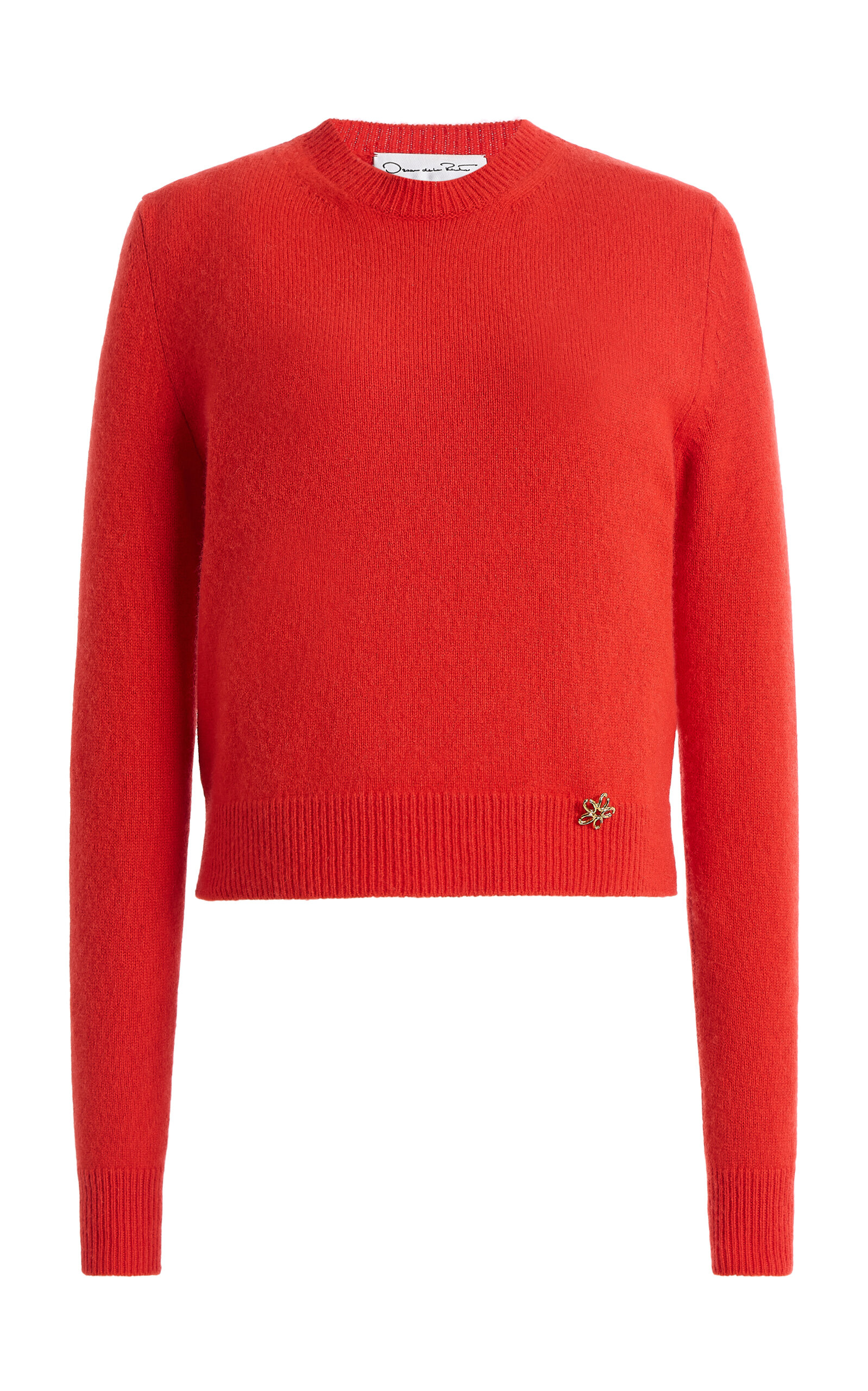 Oscar De La Renta Long-sleeve Cashmere Sweater In Red