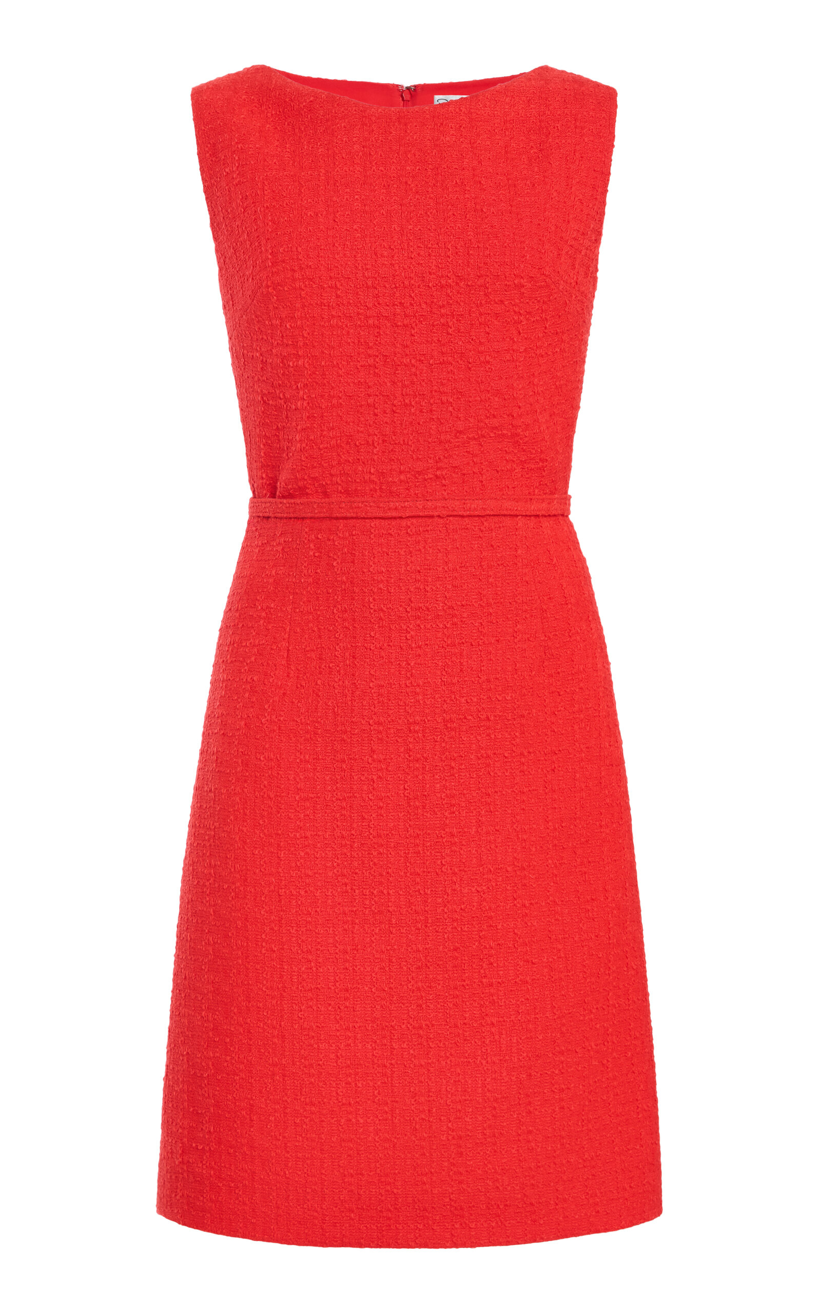 Oscar De La Renta Sleeveless Wool-tweed Mini Dress In Red