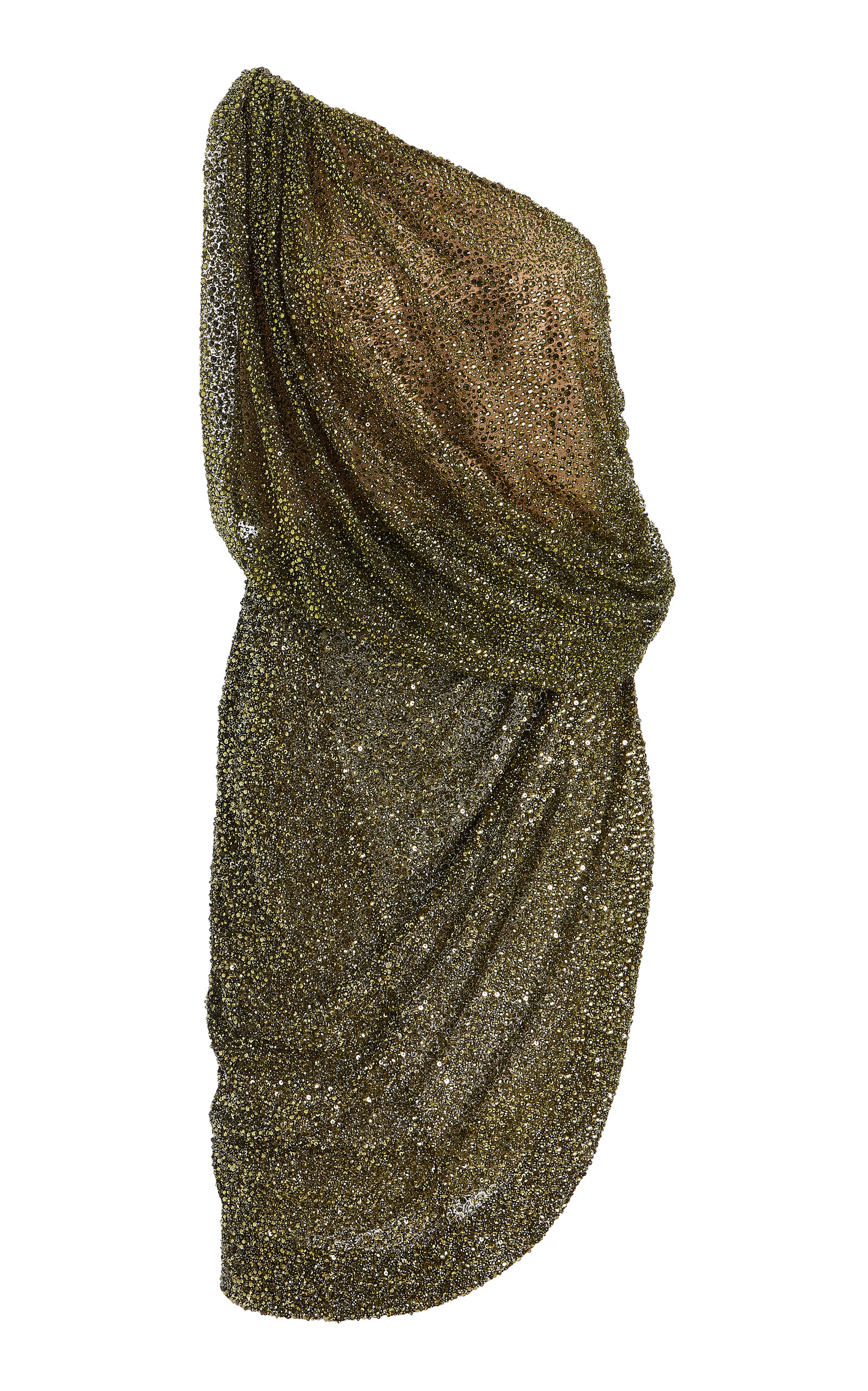 Oscar De La Renta Crystal-embroidered Mini Dress In Green