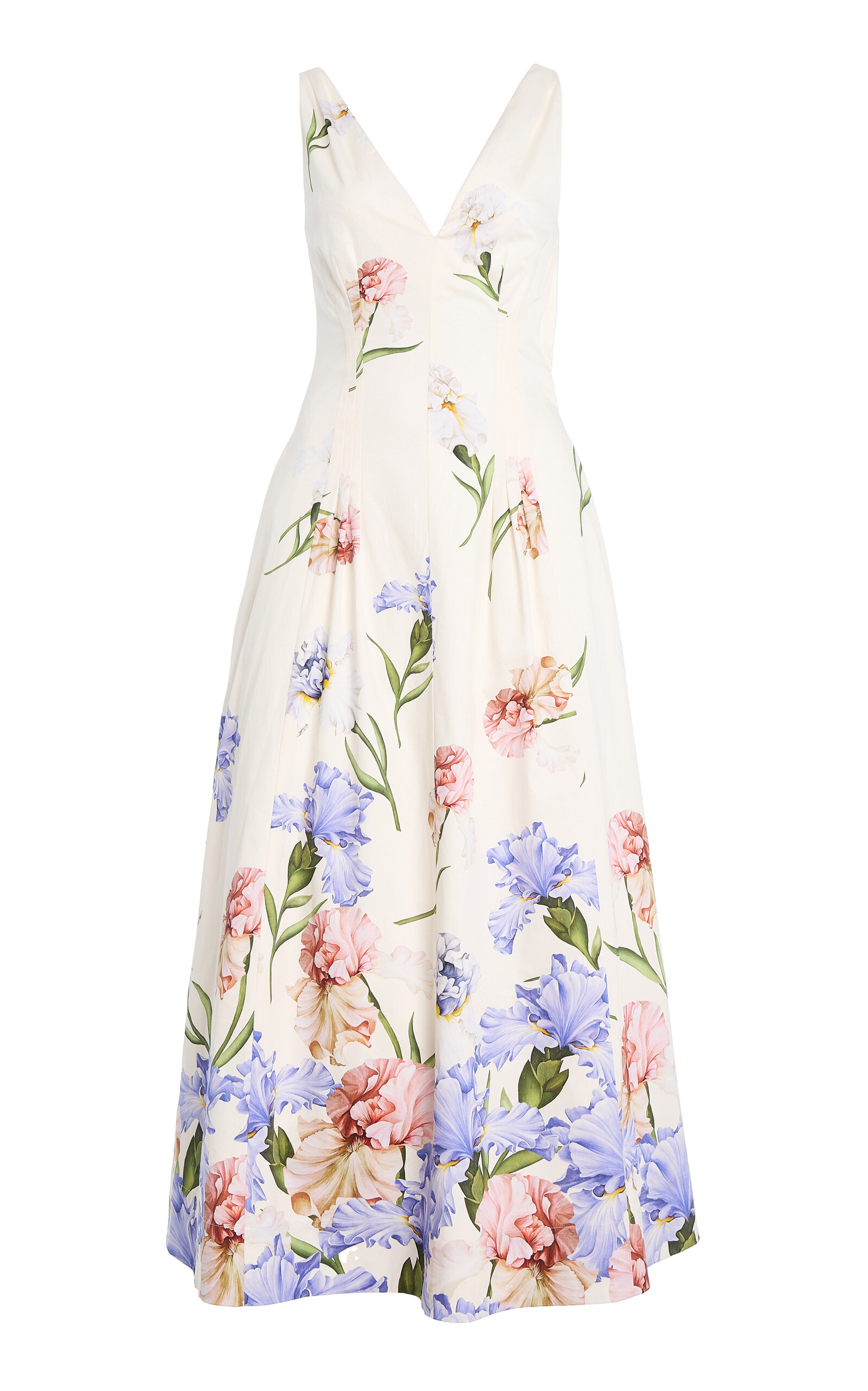 Oscar de la Renta - Iris Poplin Midi Dress - Ivory - US 4 - Moda Operandi