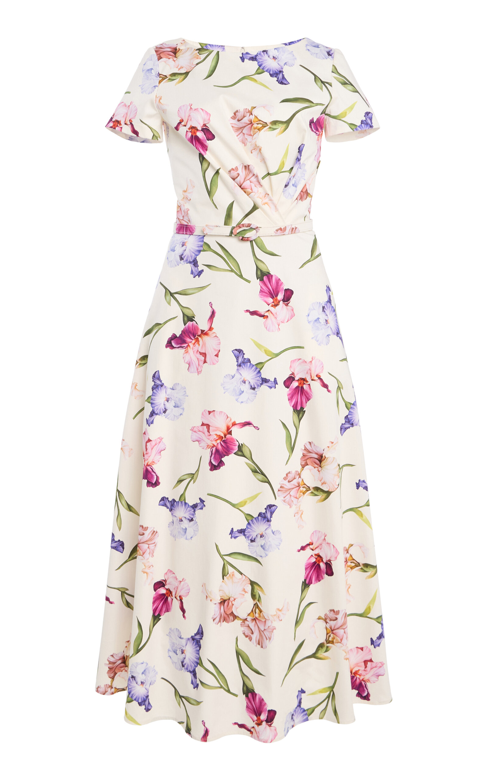 Oscar de la Renta Iris Flower Poplin Midi Dress - Moda Operandi