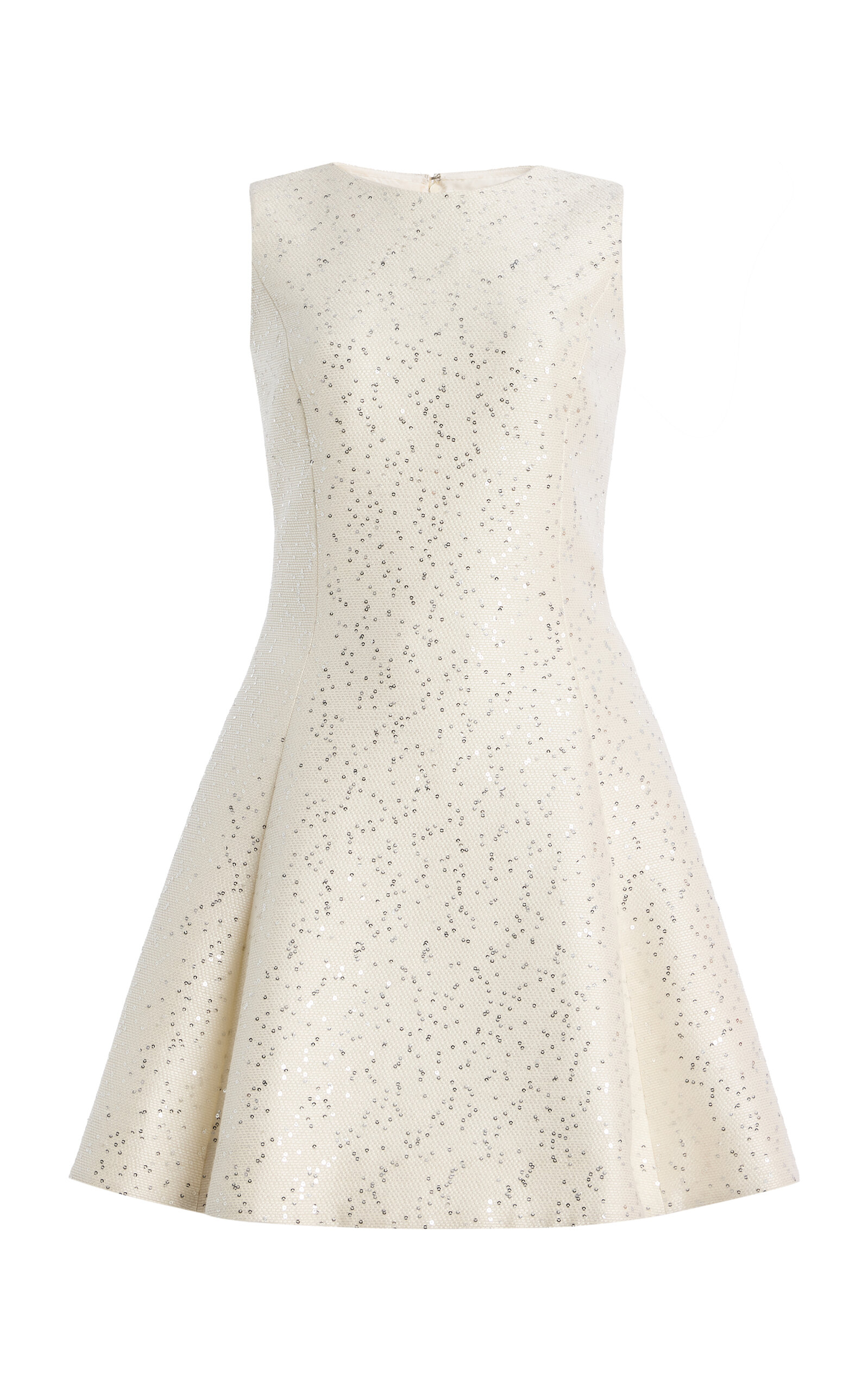 Oscar De La Renta Sequin Tweed Mini Dress In White