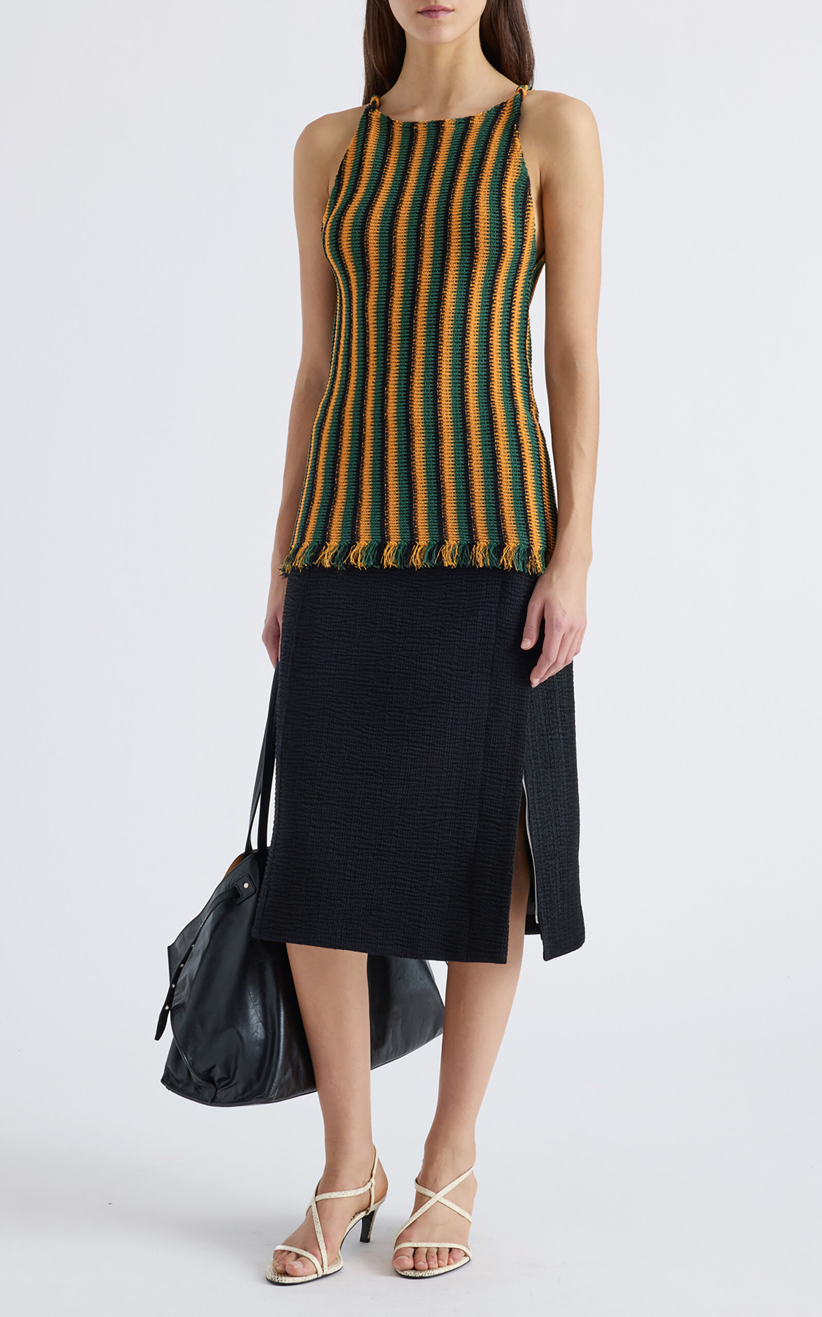Proenza Schouler Carol Striped Knit Top In Orange