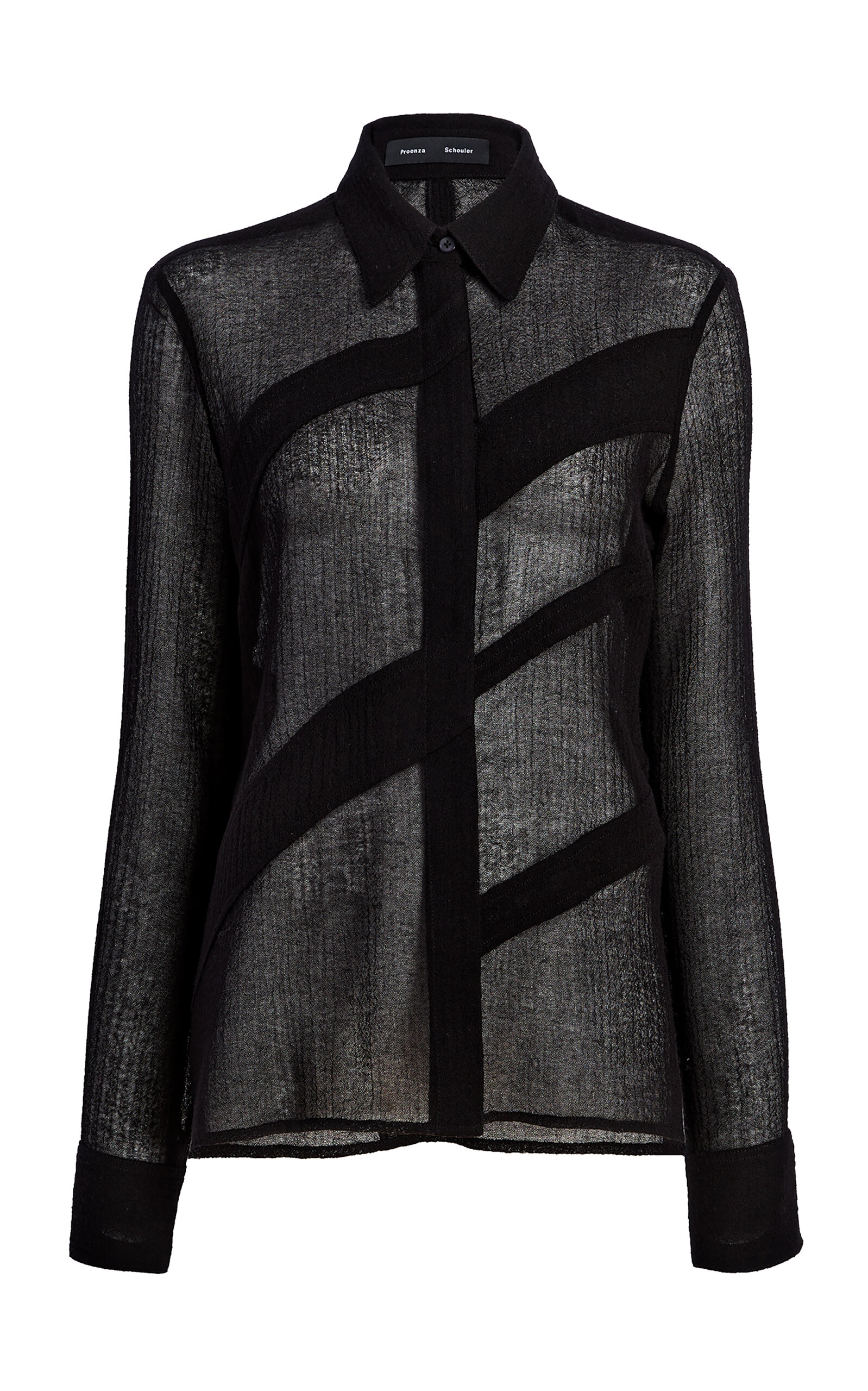 Proenza Schouler Amber Wool Crinkle Gauze Shirt In Black