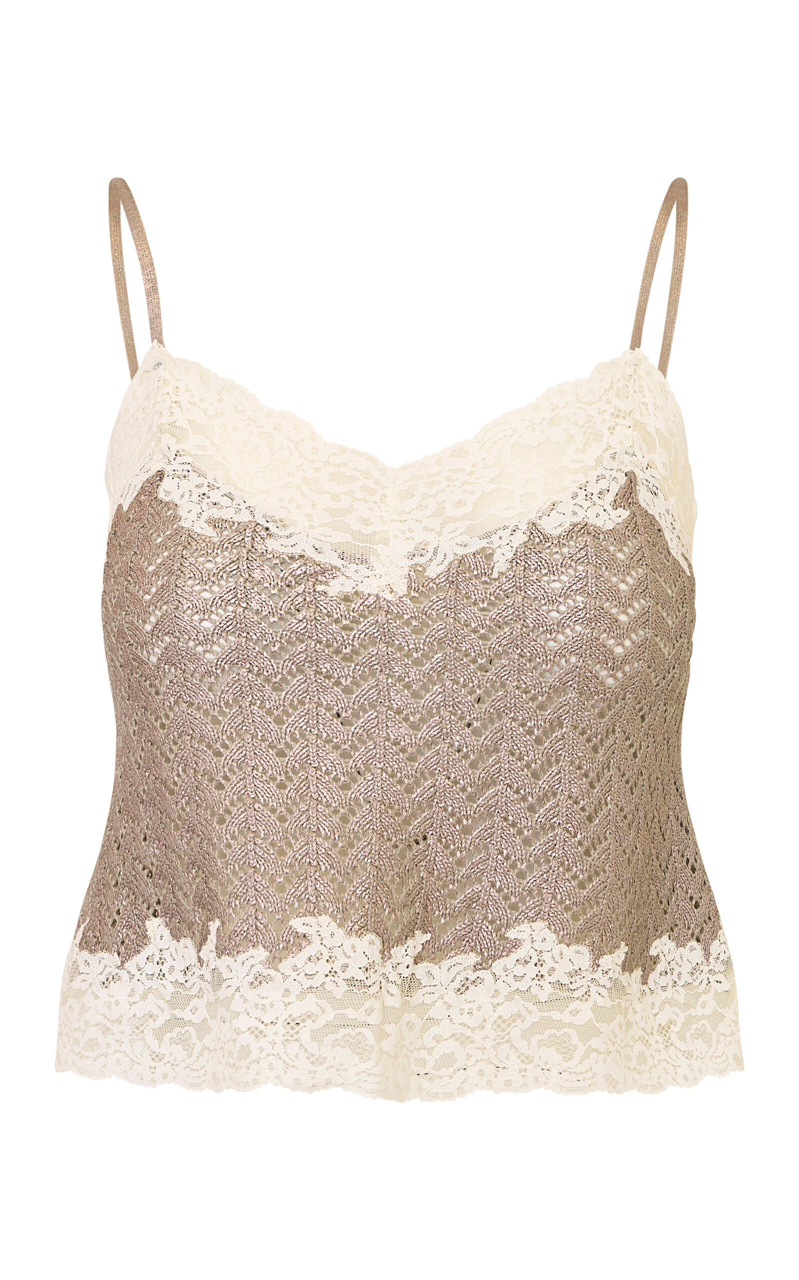 Loveshackfancy Josephina Pointelle-knit Cotton Tank Top In Silver