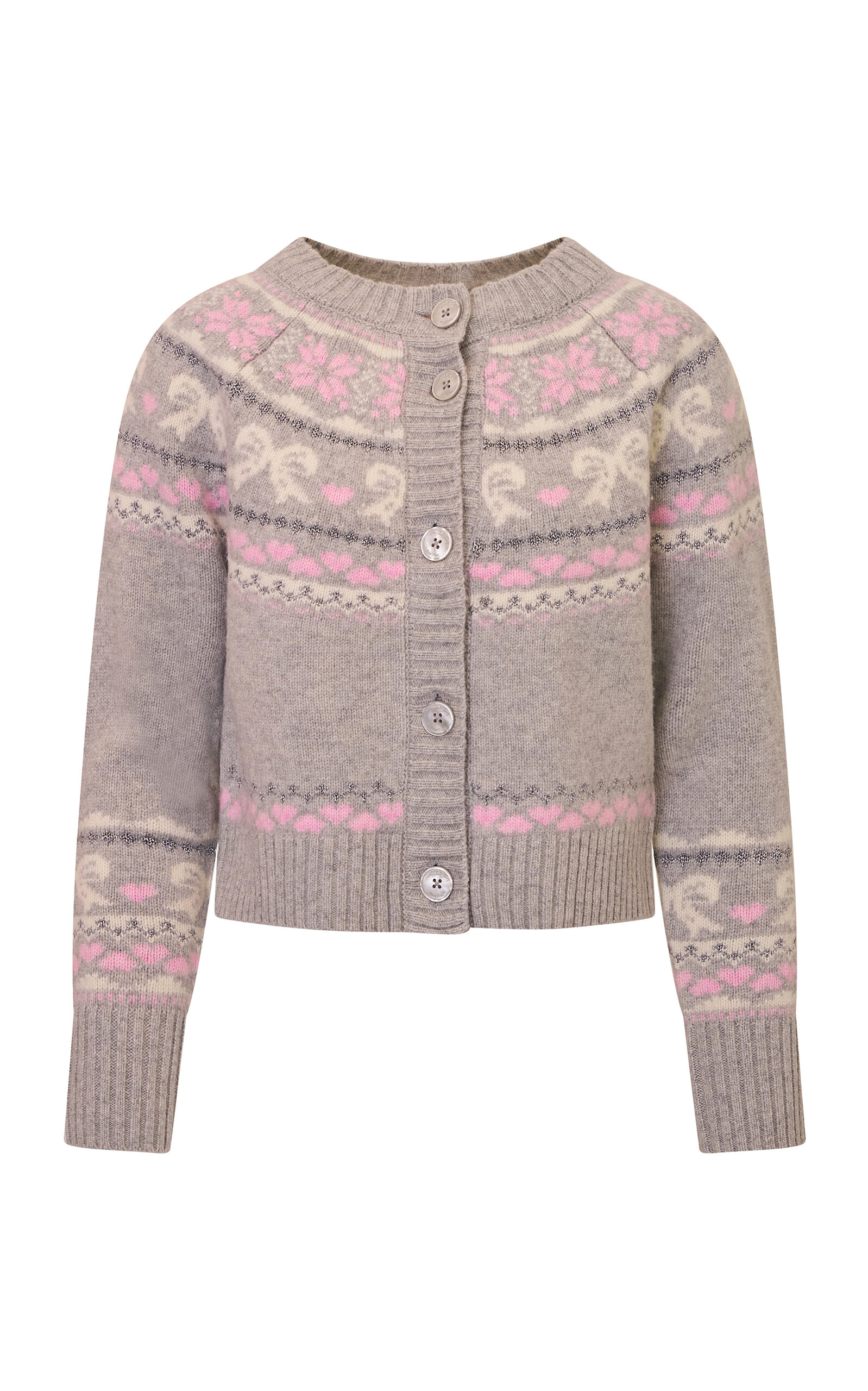 Loveshackfancy Shantae Fair Isle Wool-blend Knit Cardigan In Animal Print