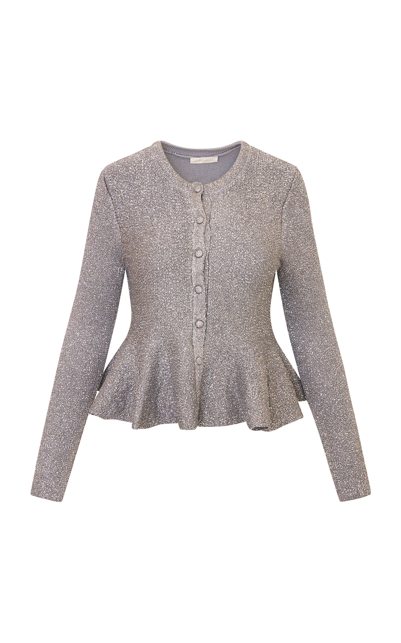 Loveshackfancy Vireya Sparkle Cardigan In Silver