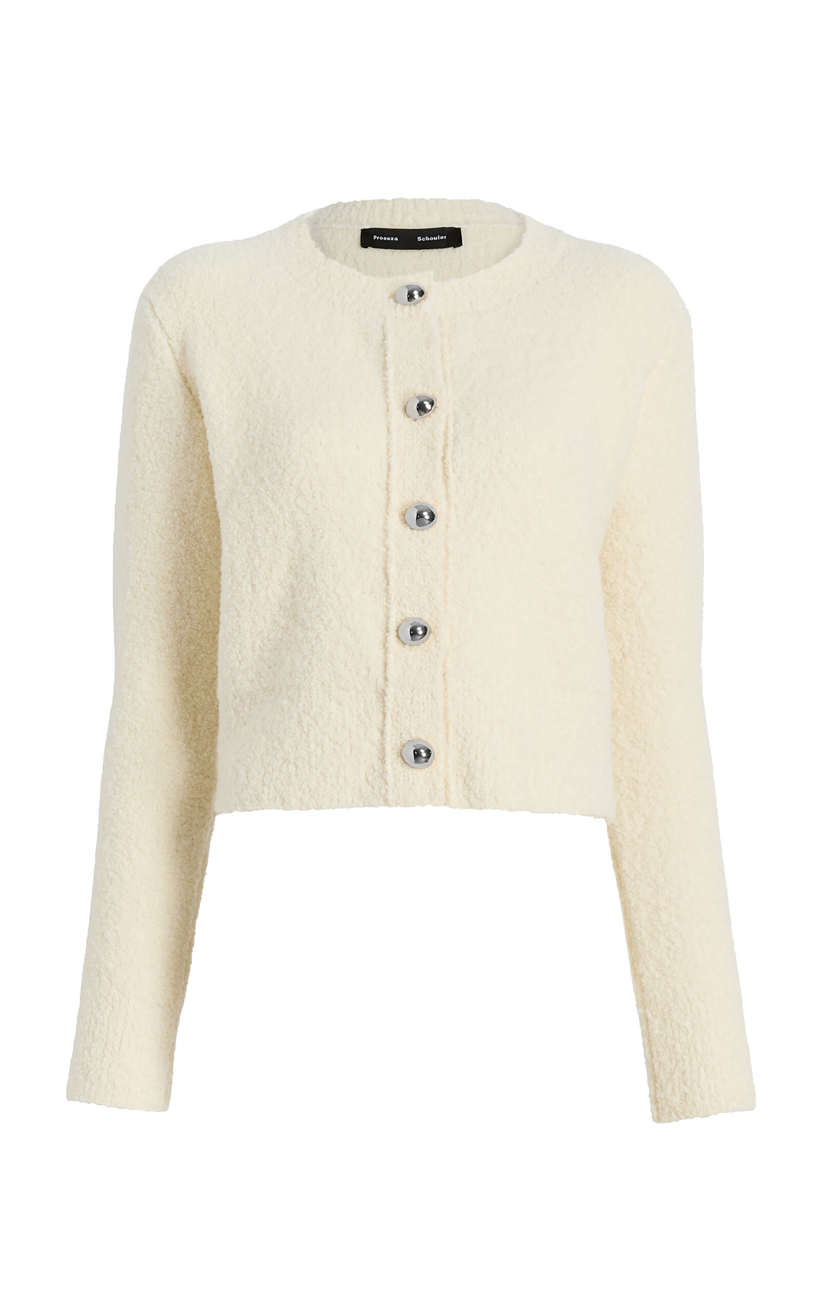 Proenza Schouler Frida Wool Boucle Cardigan In White