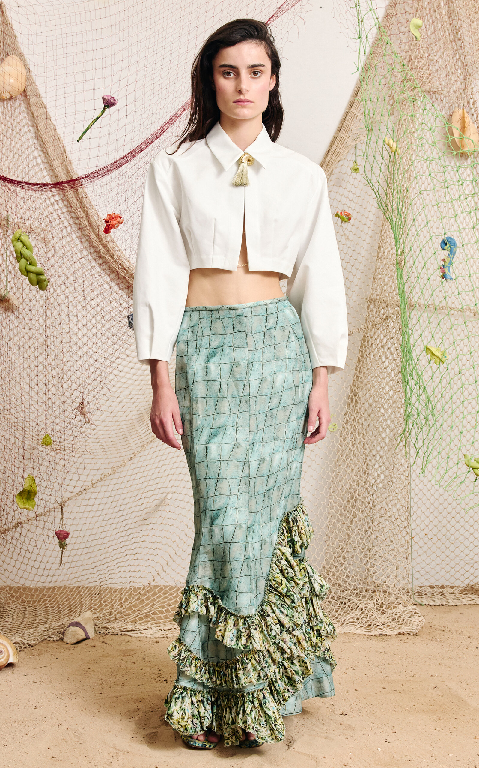 Alemais Alémais Sirena Cropped Cotton Shirt In White