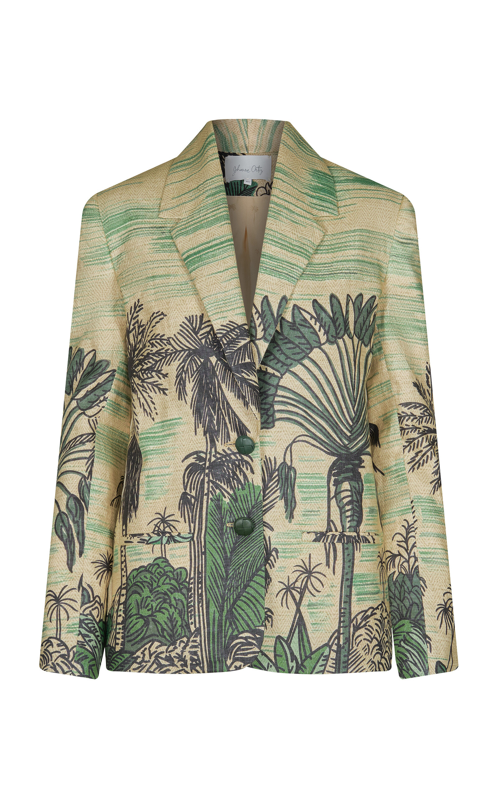 Johanna Ortiz Rock The Plan Printed Linen Jacket In Green