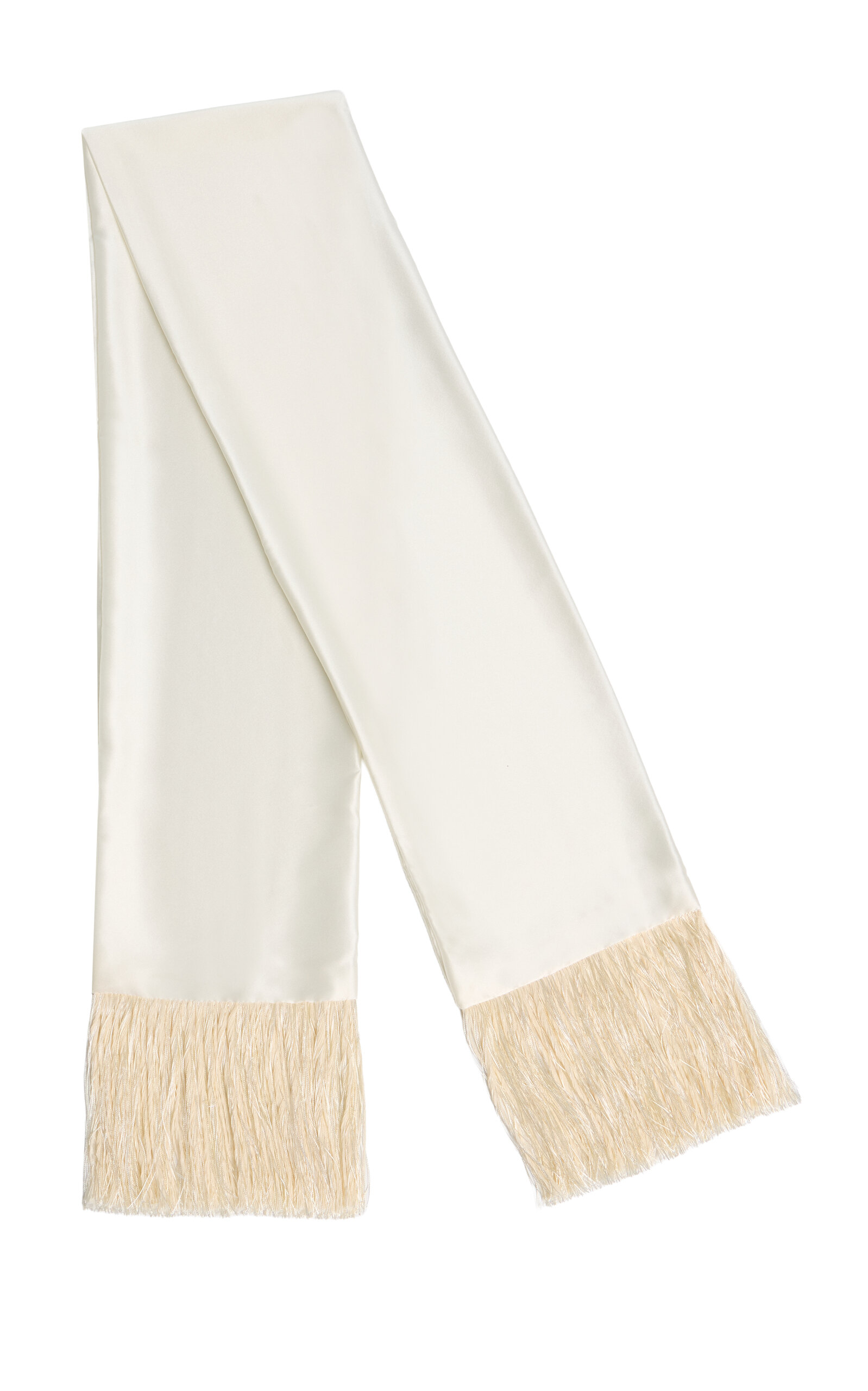 Le Sundial - Opera Fringed Silk Scarf - White - OS - Moda Operandi
