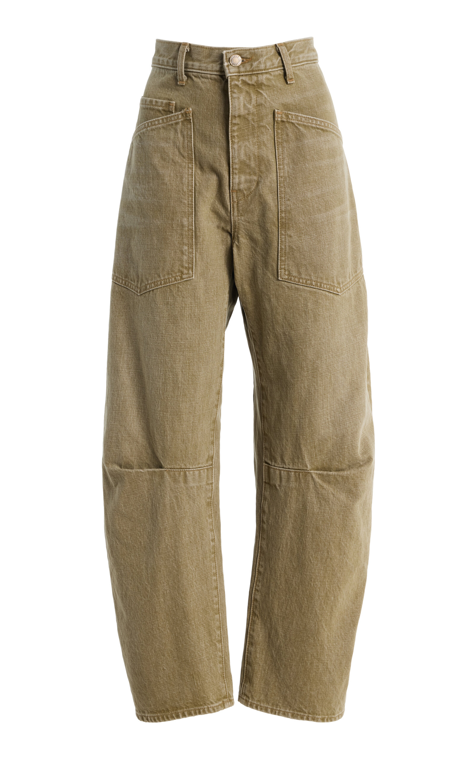 Nili Lotan Shon Rigid Low-rise Wide-leg Jeans In Green