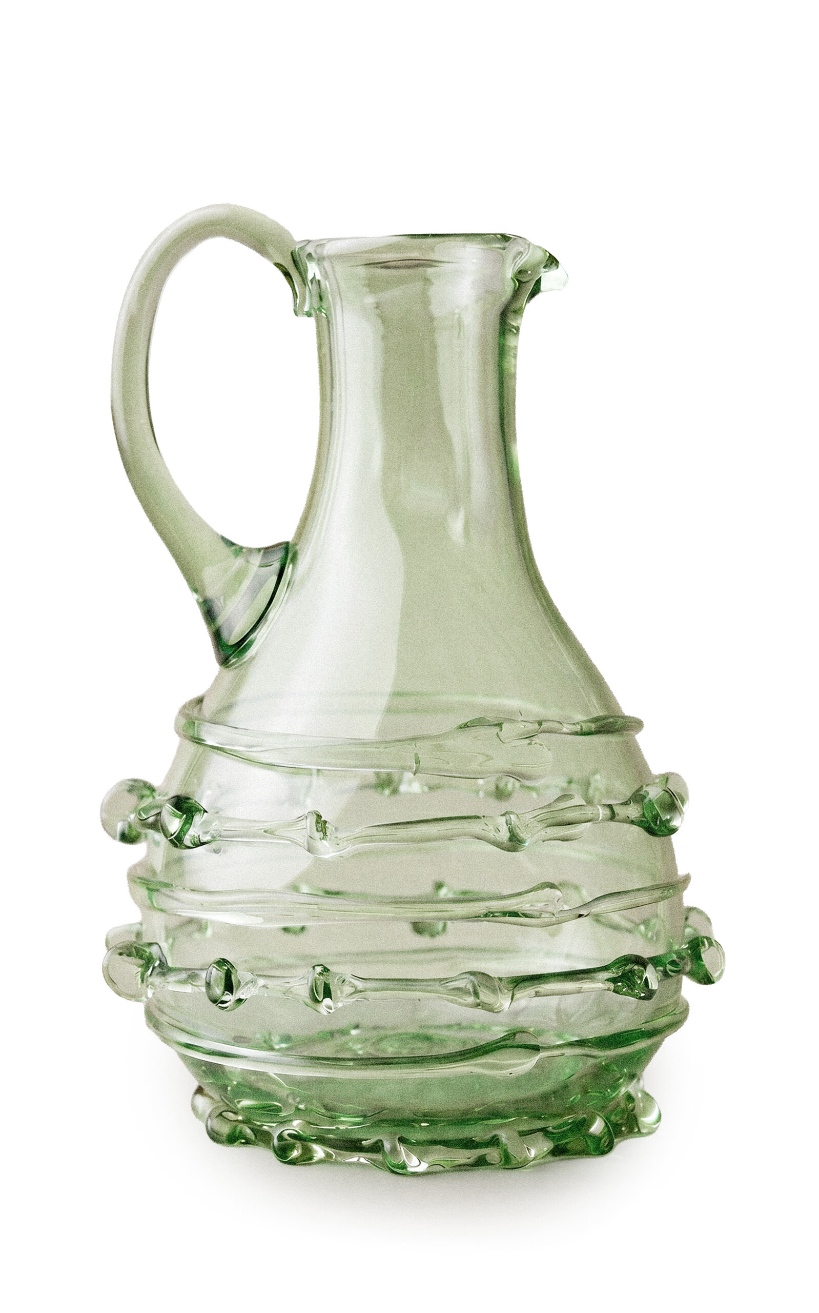Lucie Claudia Podrabska - Contemporary Carafes In Glass With Ornaments - Mouthblown Collection - Gre In Green