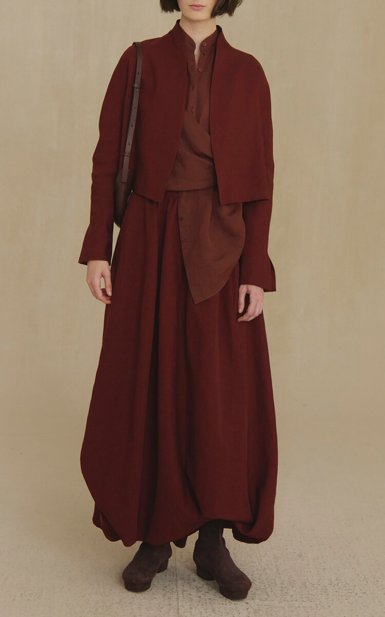 Cortana - Margot Linen-Wool Maxi Skirt - Red - FR 36 - Moda Operandi