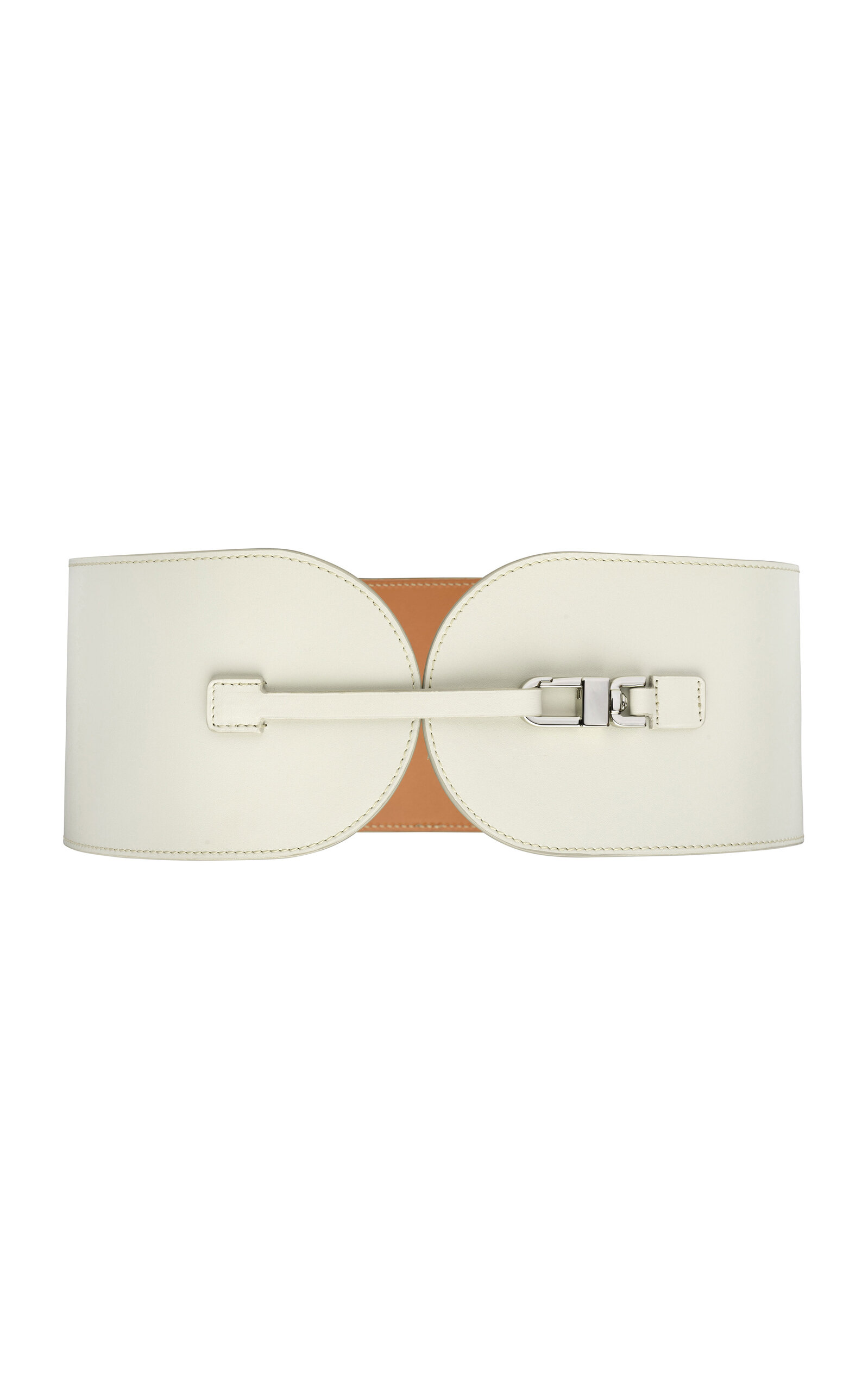 Vaincourt L'Exquise Large Leather Beige Belt - Moda Operandi