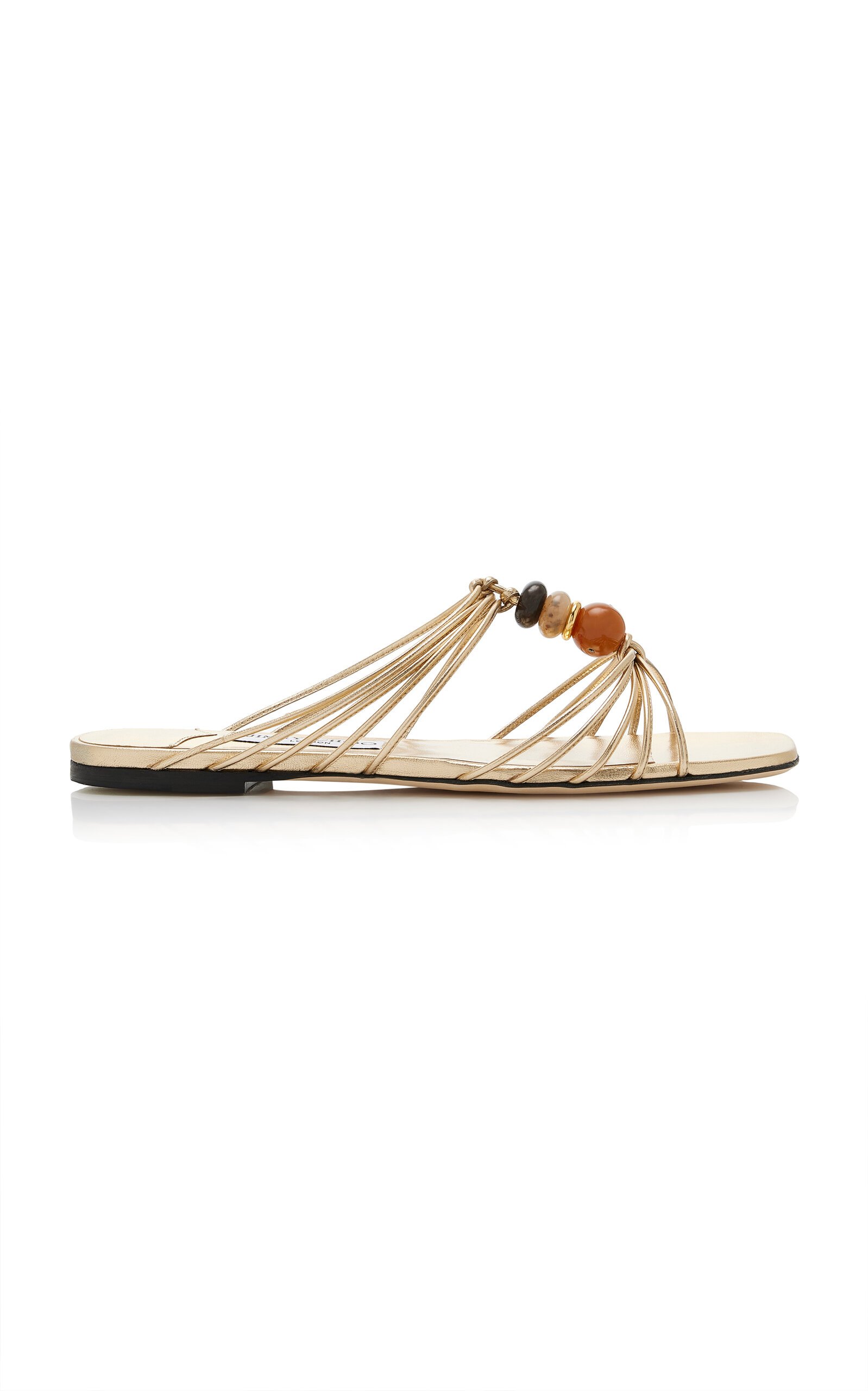 Jimmy Choo - Lova Beaded Leather Sandals - Gold - IT 38.5 - Moda Operandi