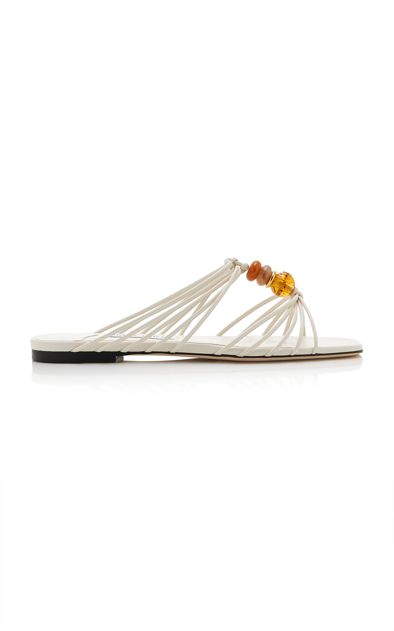 Jimmy Choo - Lova Beaded Leather Sandals - White - IT 39 - Moda Operandi