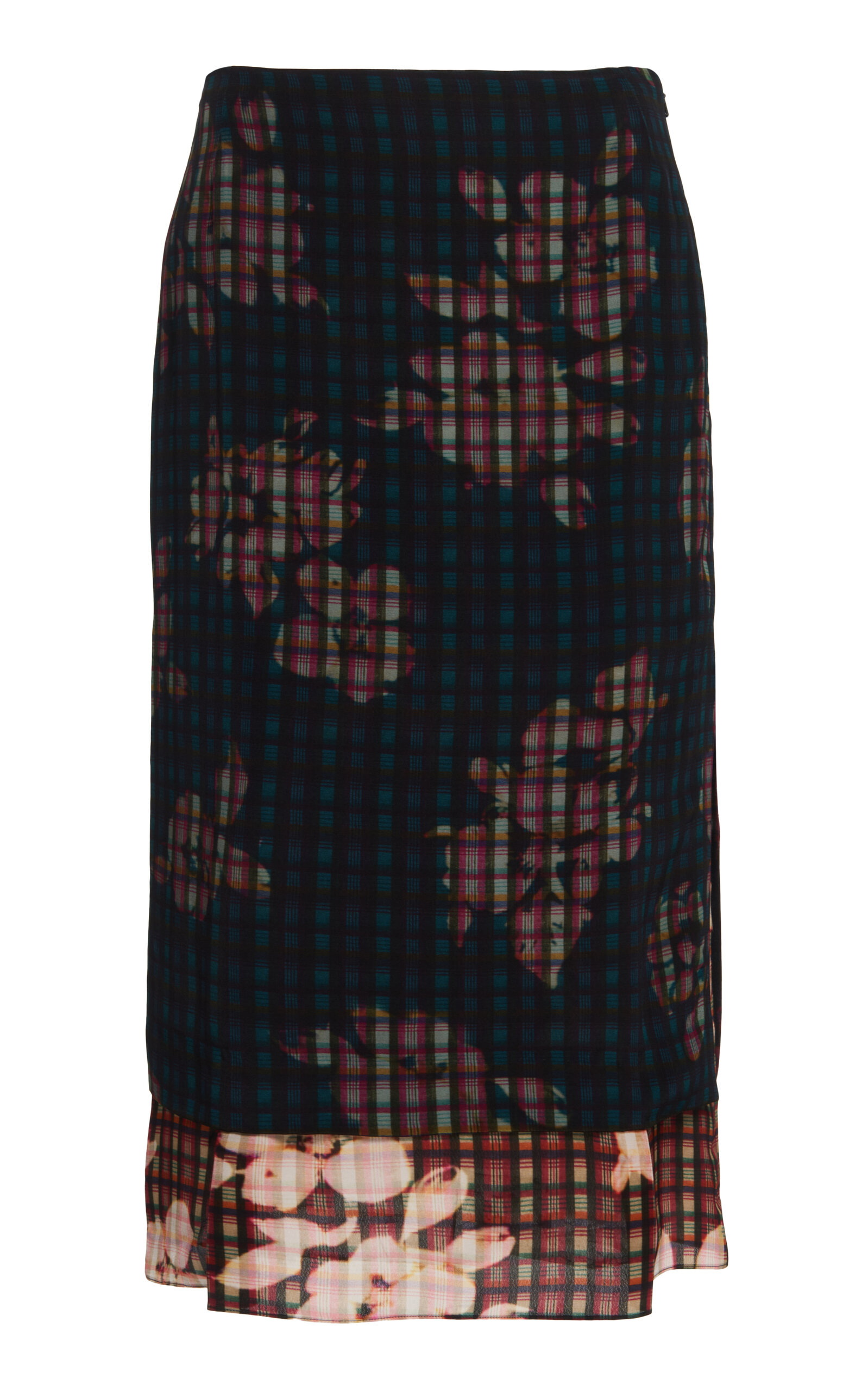 Dries Van Noten Sorai Floral Layered Midi Skirt In Blue